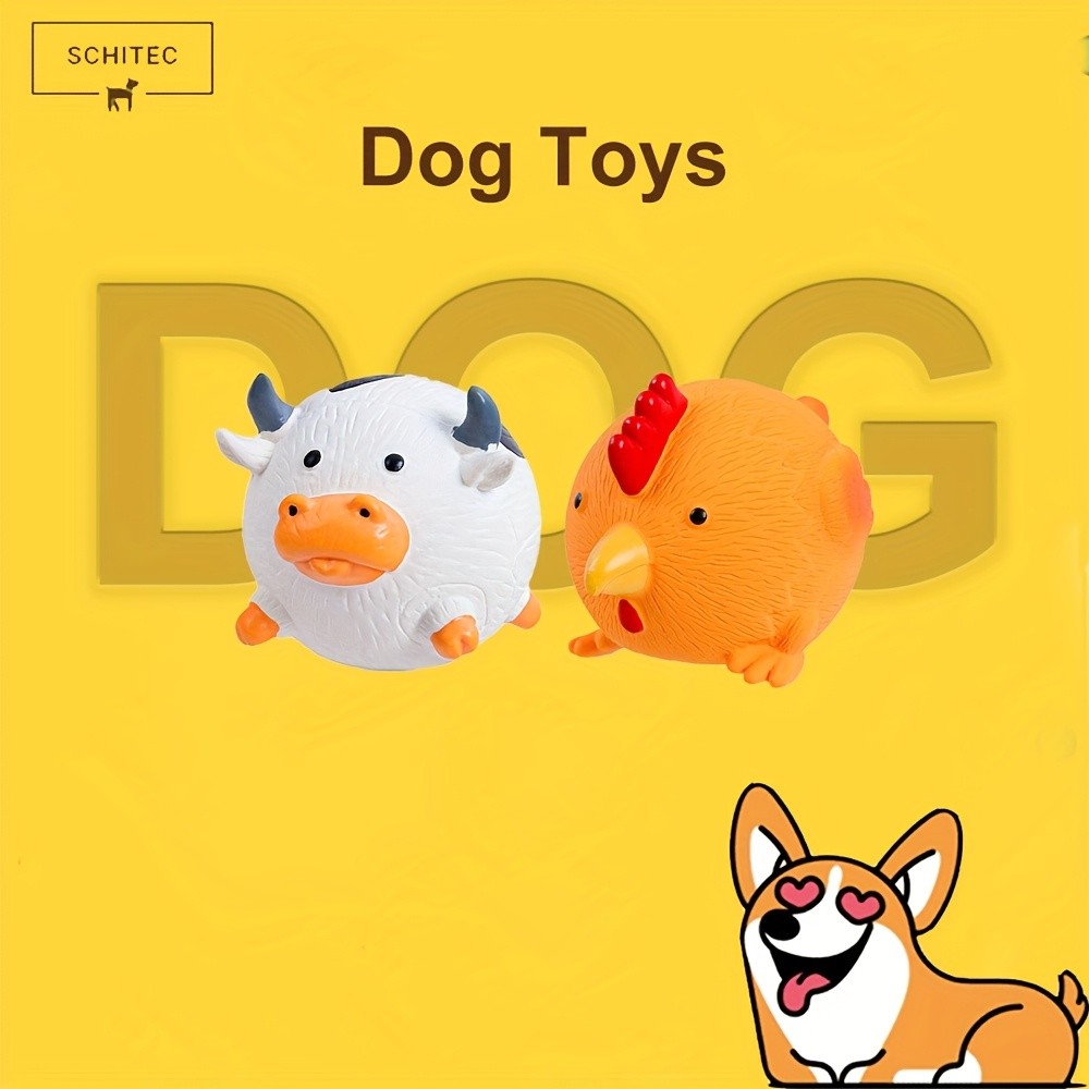 SCHITEC 2pcs Cute Farm-Themed Squeaky Dog Toys