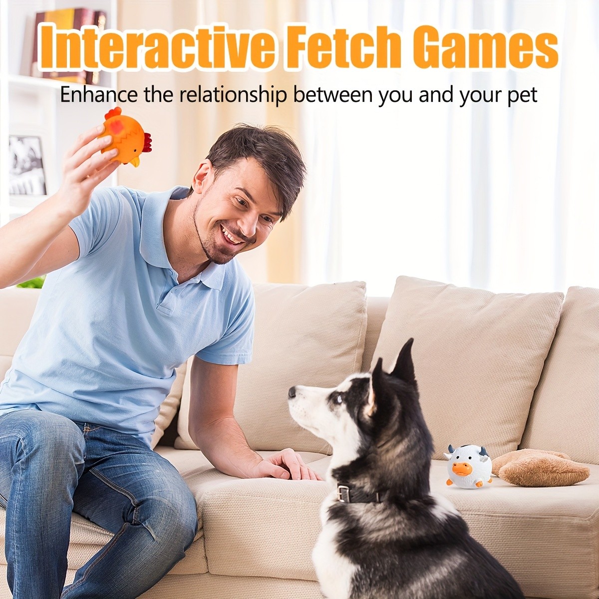 SCHITEC 2pcs Cute Farm-Themed Squeaky Dog Toys