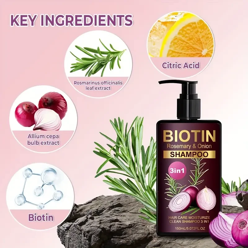 LANEMAY Biotin, Rosemary & Onion 3-in-1 Shampoo Deep Clean, Moisturise & Strengthen
