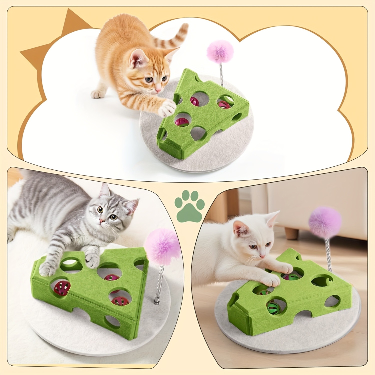 SUNGDOGIN Interactive Cat Toys with Felt Maze Box