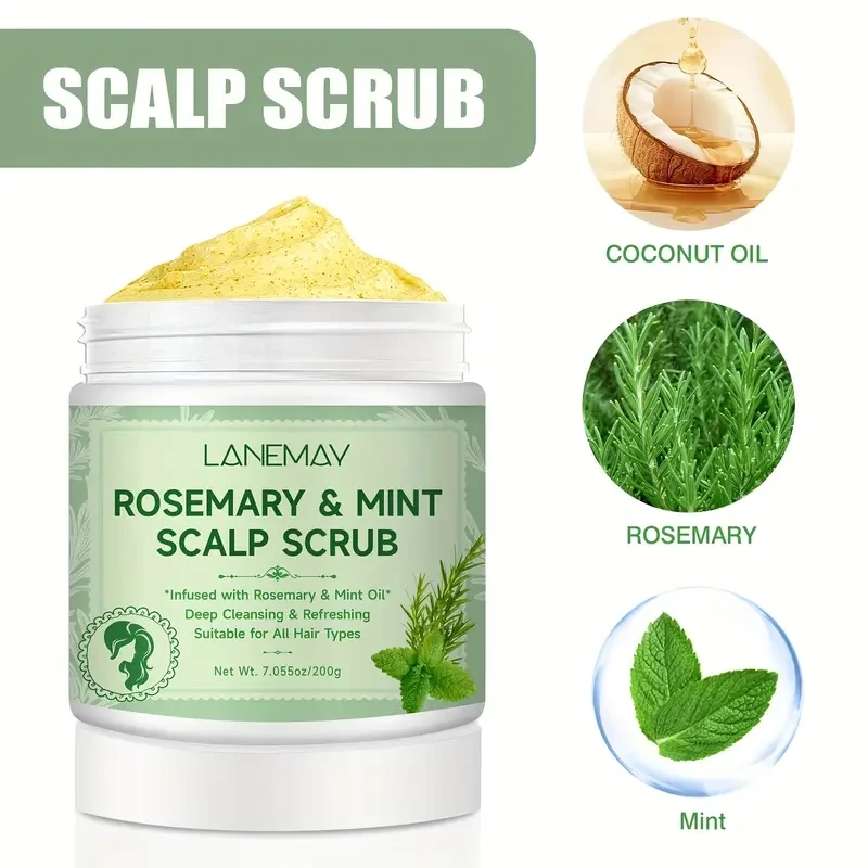 LANEMAY Rosemary & Mint Scalp Scrub Deep Cleansing & Root-Strengthening Treatment