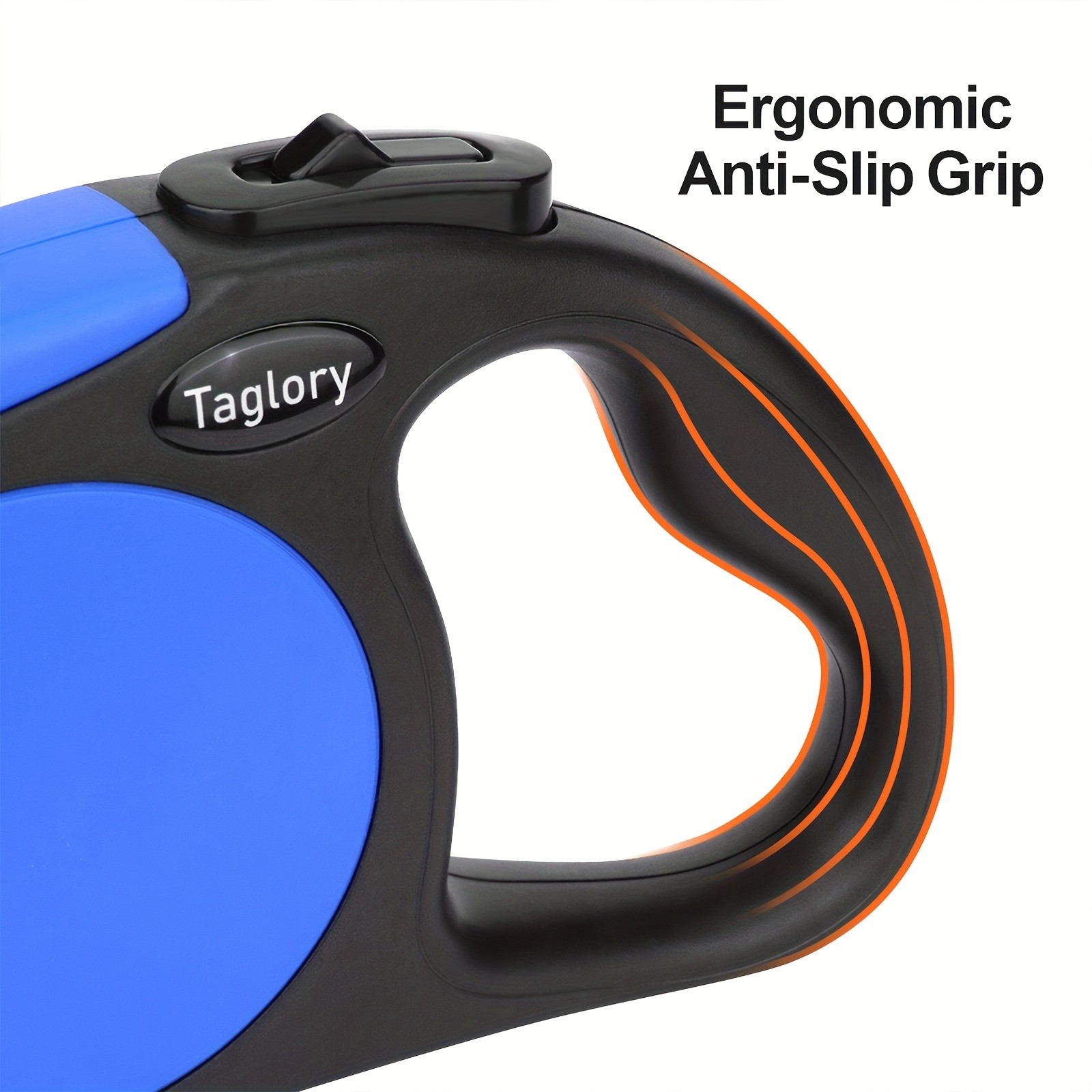 TAGLORY Reflective Dog Collar with Safety Lock + 4.88 Meter Retractable No-Tangle Leash Set