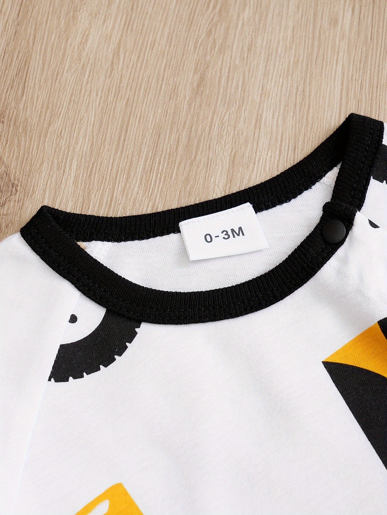 YIERYING Yellow Construction Vehicle Printed Long-Sleeve Onesie for Babies