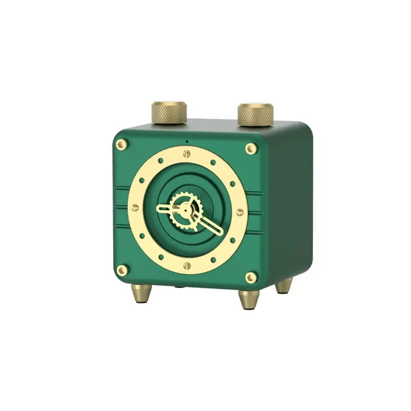 Wireless Bluetooth Mini Speaker Retro Green Clock Design FM Radio Subwoofer With Microphone TF Card Slot Broadcast Decoration