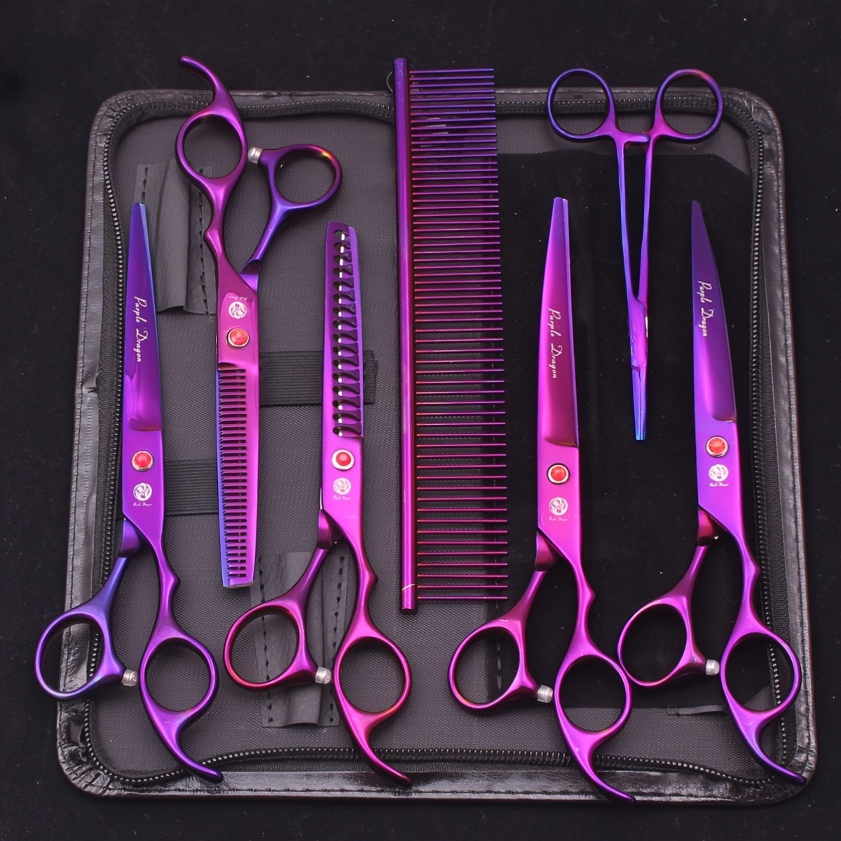 Purple Dragon Set of 7 Grooming Scissors