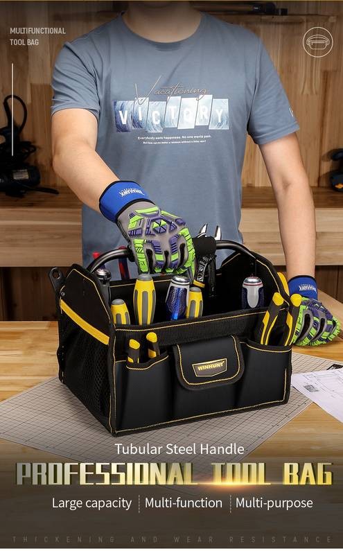 WINHUNT Electrician Tool Bag Strong, Durable Canvas Bag for Maintenance & Carpentry