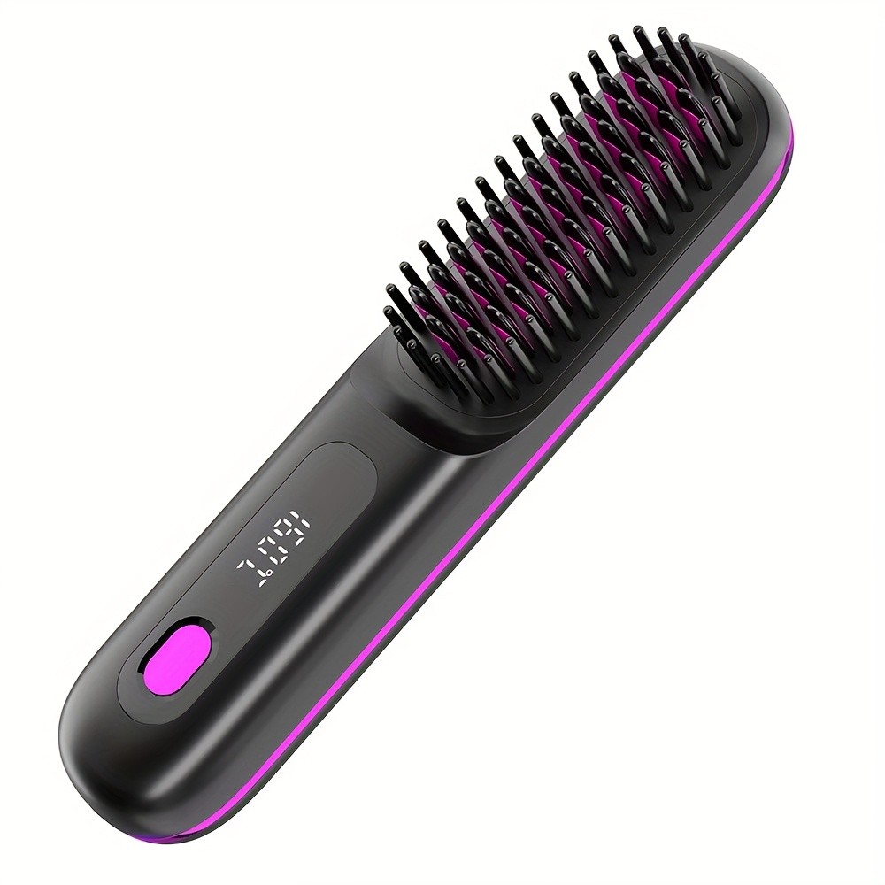 GENAI Cordless Hair Straightener Brush Rapid Heating & Anti-Scald USB Rechargeable Hot Comb