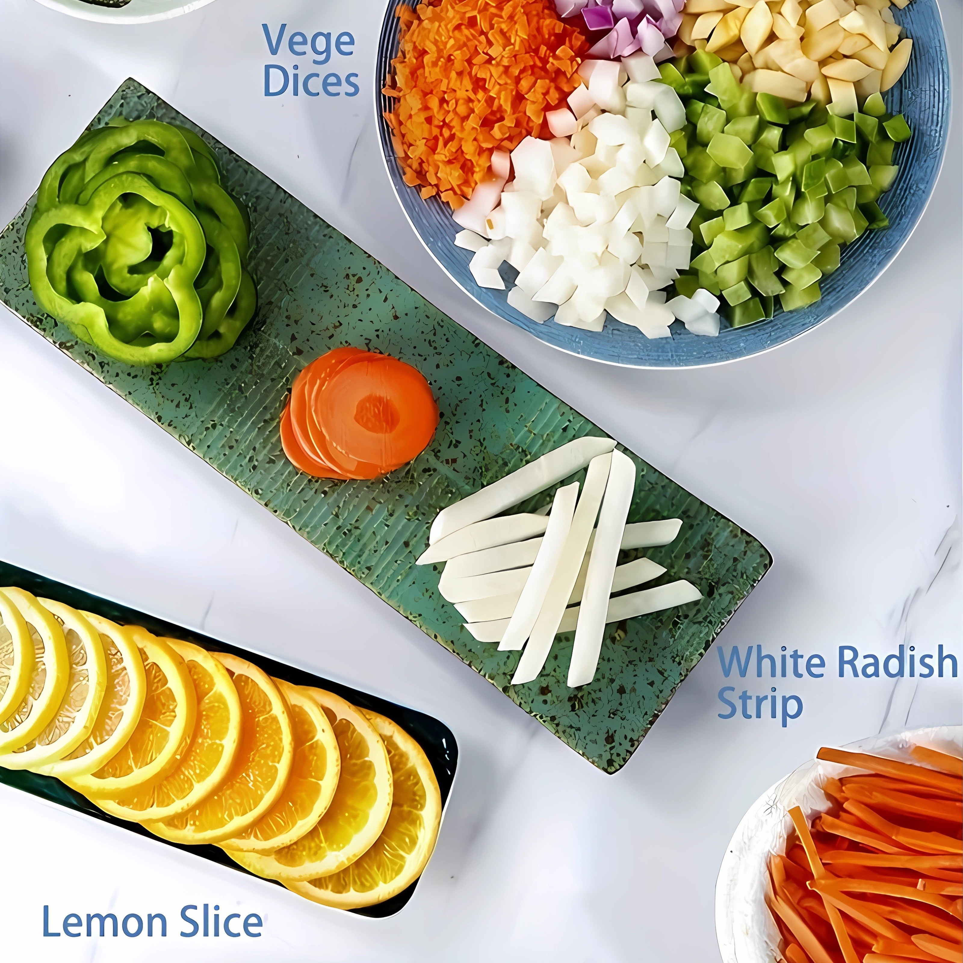 GENAI Multifunctional Vegetable Cutter Adjustable Blade Slicer with Container for Shredding, Slicing, Dicing & Stripping