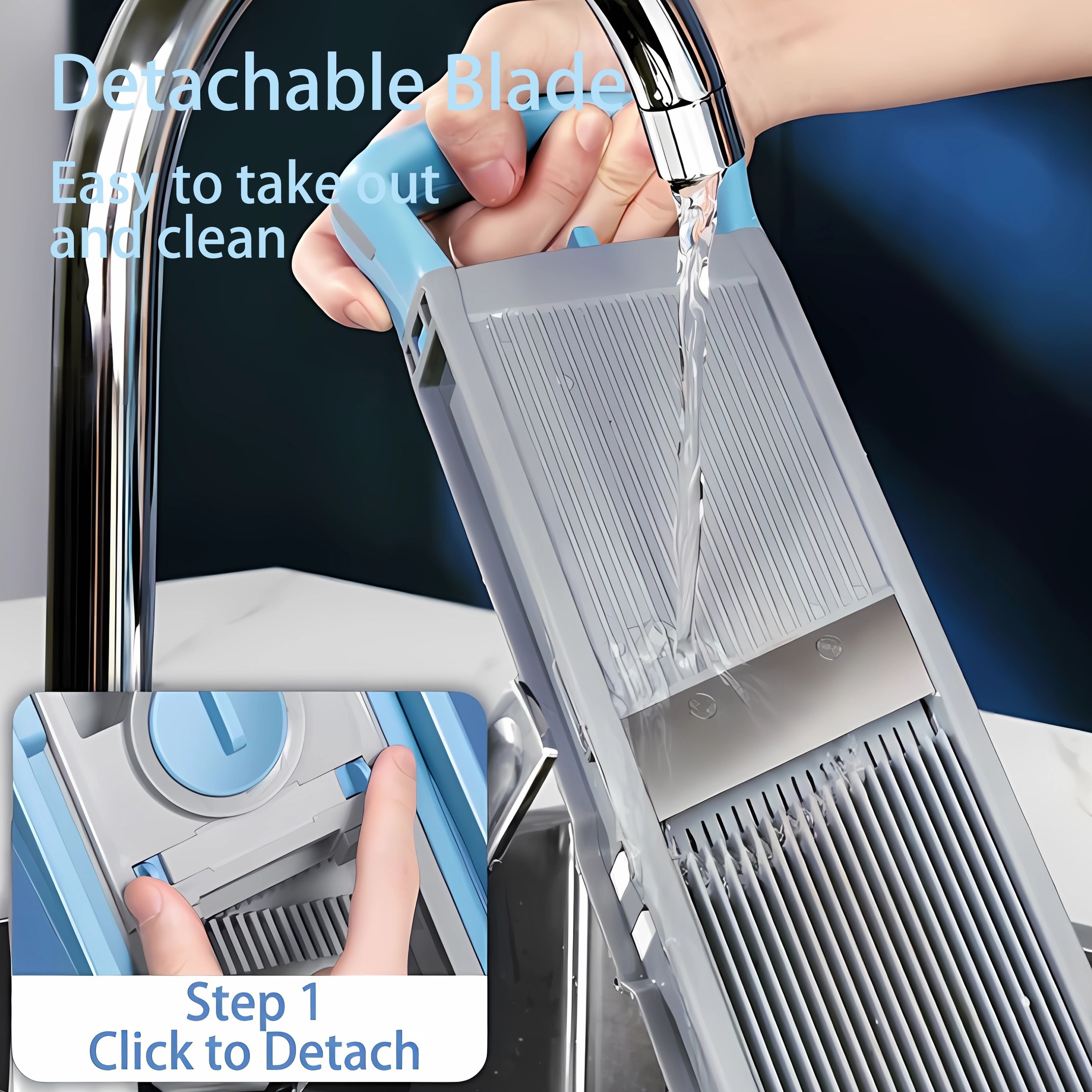 GENAI Multifunctional Vegetable Cutter Adjustable Blade Slicer with Container for Shredding, Slicing, Dicing & Stripping
