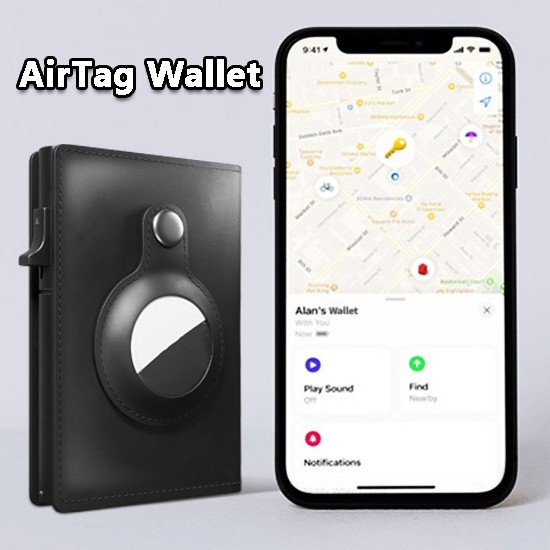 Leather Airtag Slim Wallet