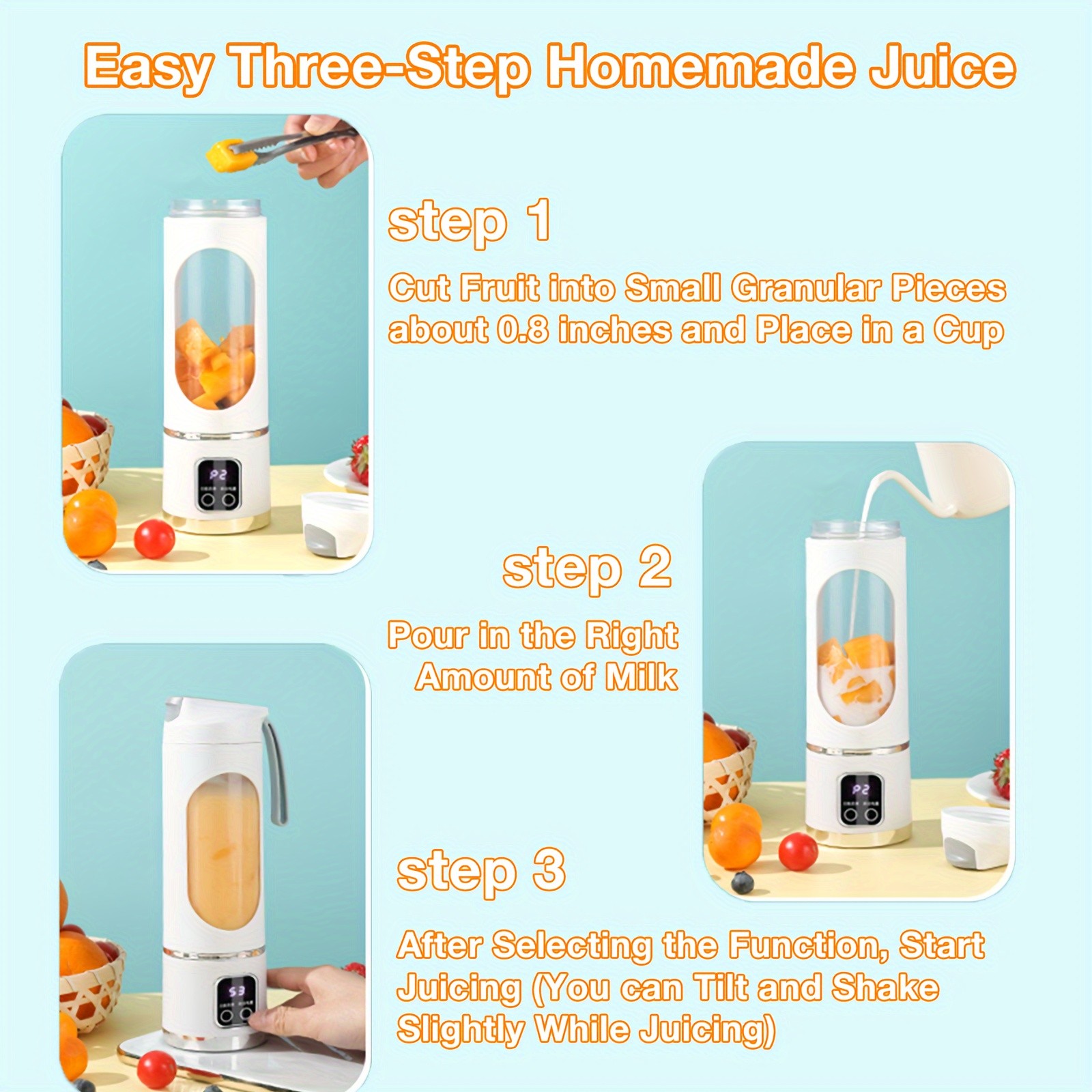 GENAI HS-860 Portable Citrus Juicer 2-in-1 Convenience for Fresh Juice Anywhere