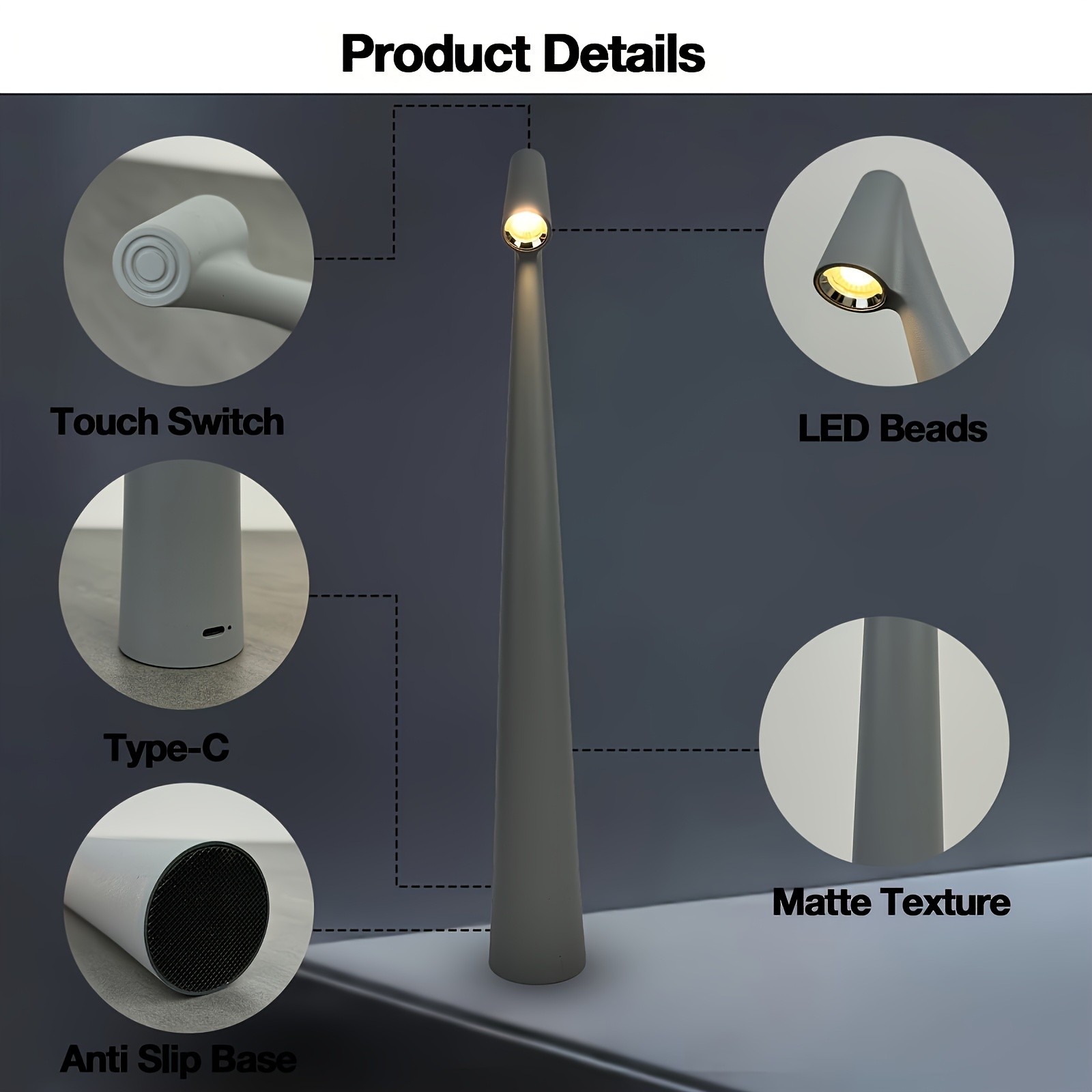 GENAI Rechargeable Cordless LED Desk Lamp Portable, Modern & Effortlessly Bright Anywhere