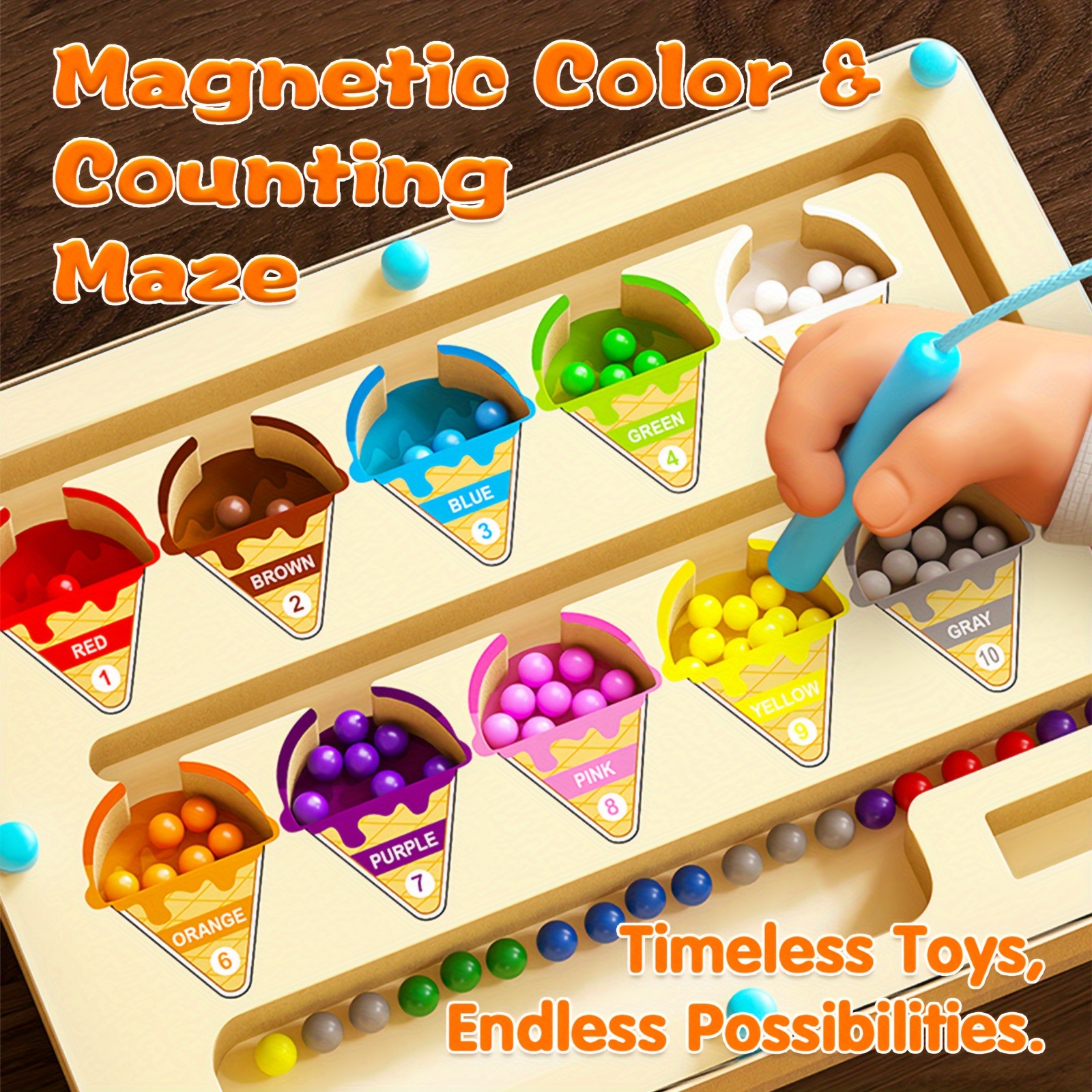 GENAI Wooden Magnetic Colour & Number Maze Puzzle Board  A Fun Learning Adventure for Curious Minds