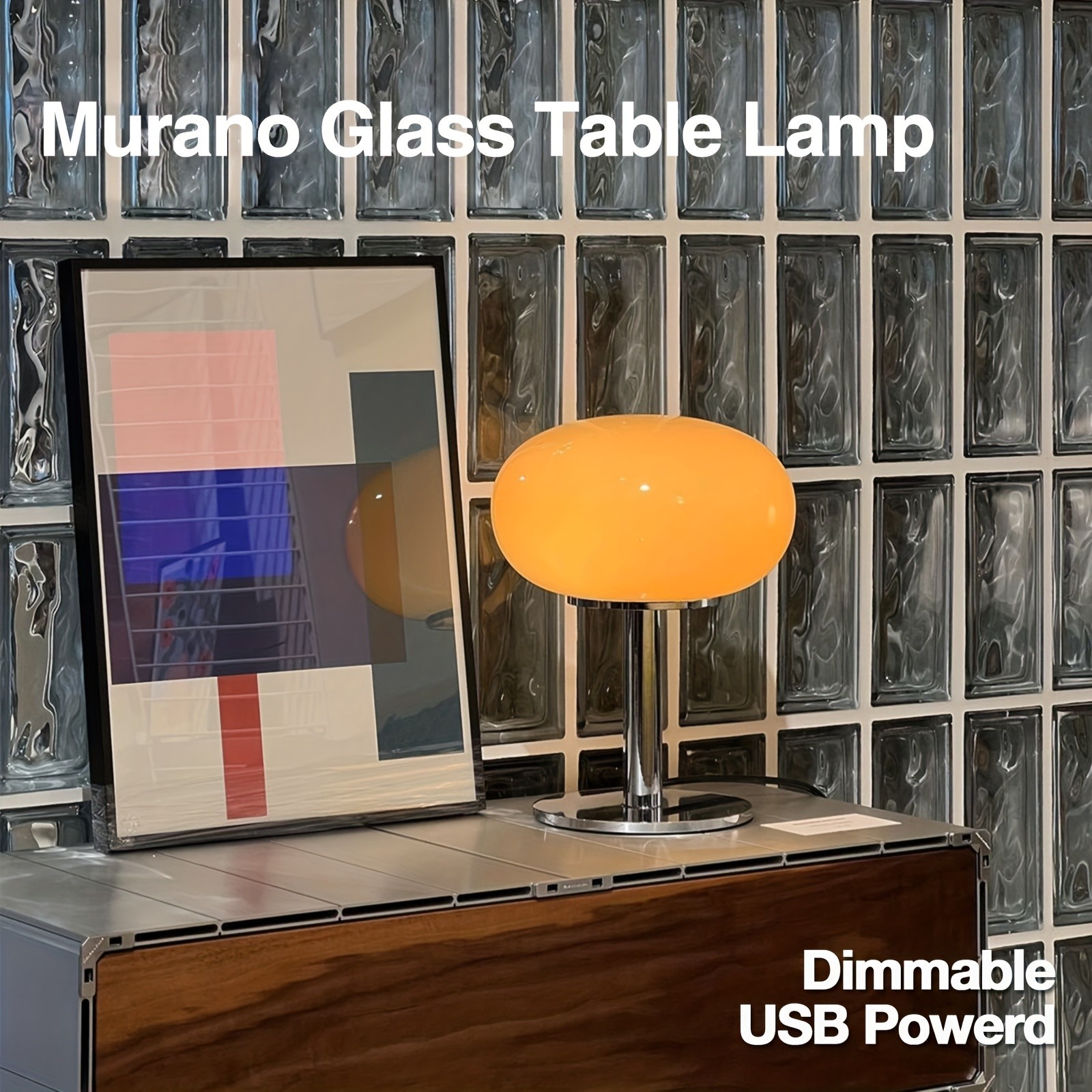 GENAI Murano Glass Table Lamp Dimmable USB Ambient Lighting for Modern Kiwi Spaces