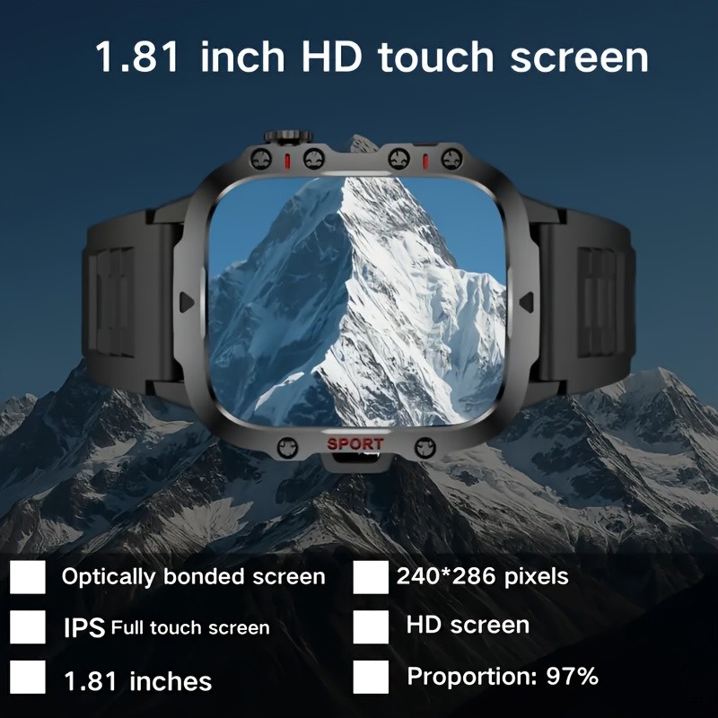 ERUN Mens Outdoor Smart Watch 4.6 cm HD Touchscreen Power for Sport, Adventure & Everyday Life