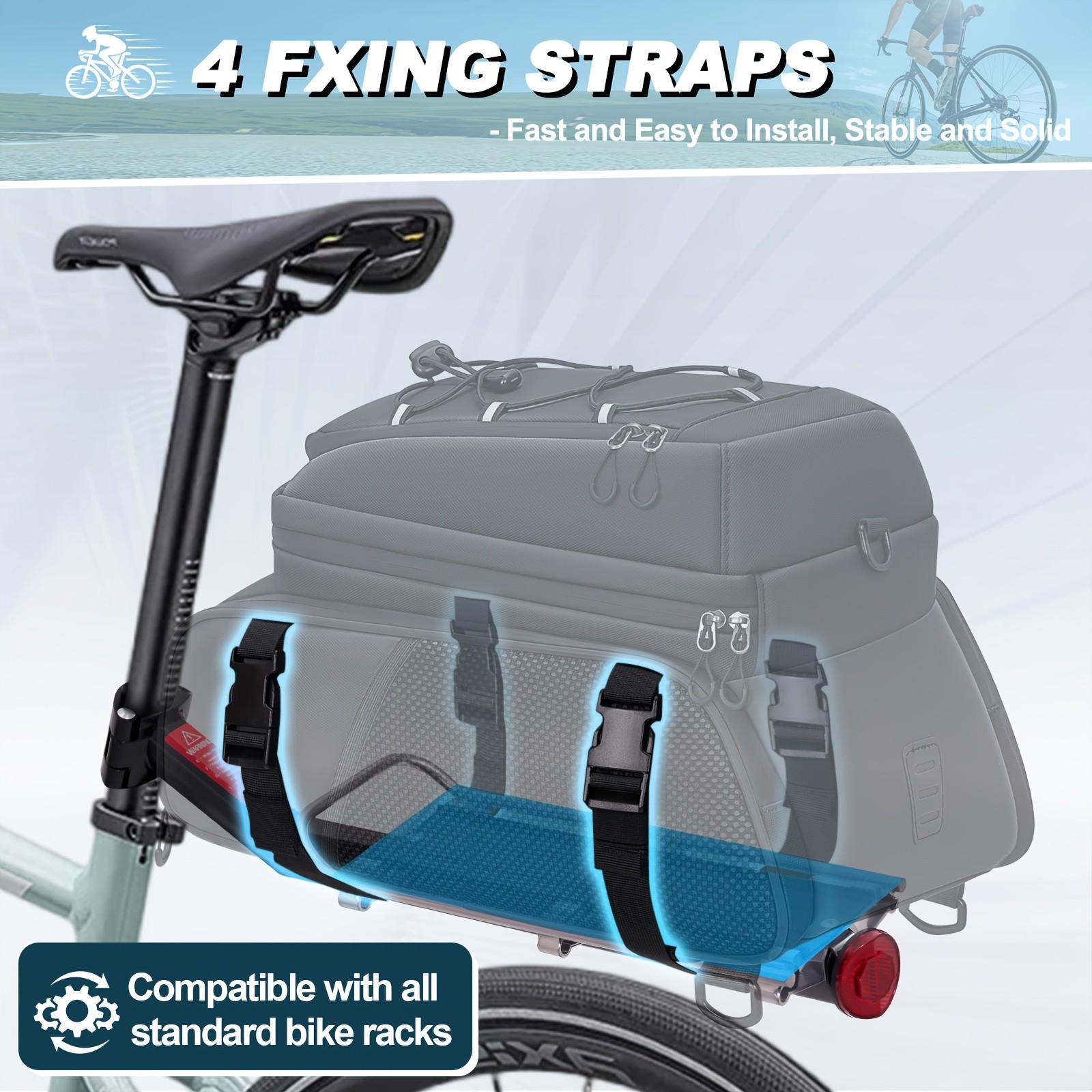 RAINSMORE 4-in-1 Expandable Bike Bag Ultimate 15L Storage for Cycling, Commuting & Outdoor Adventures