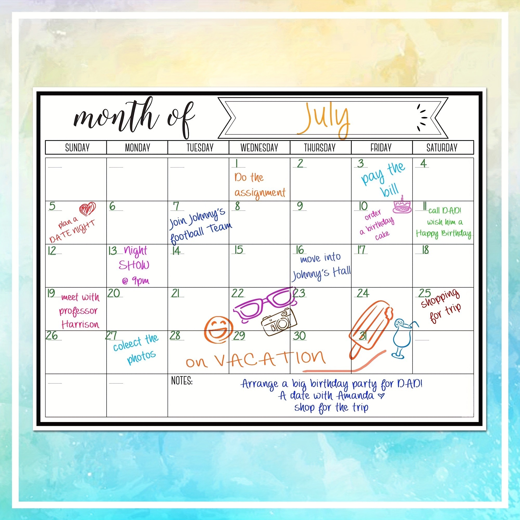 COFIT Magnetic Whiteboard Fridge Calendar