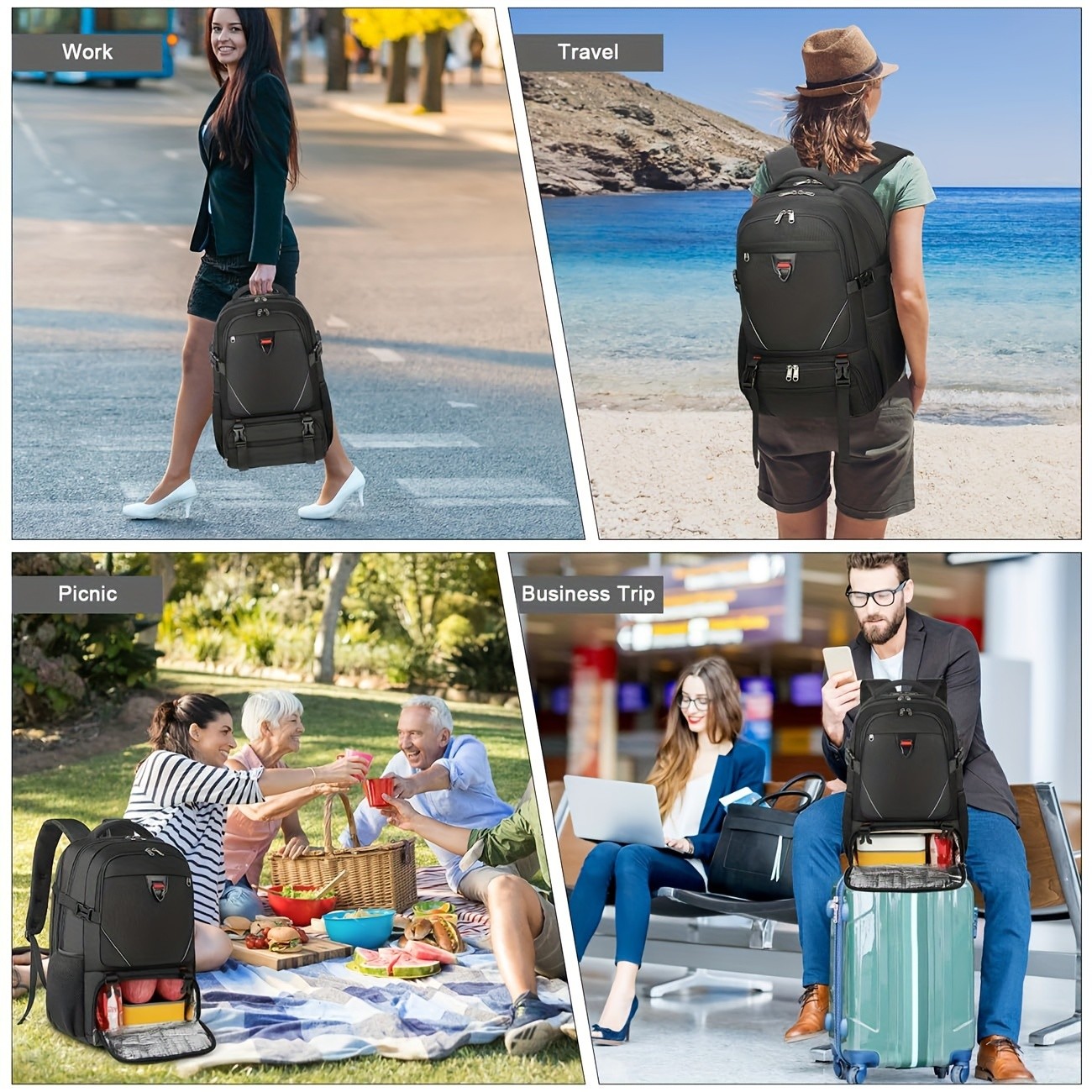 RAINSMORE 43.94 cm Laptop Backpack USB Charging, Lunch Compartment & Heavy-Duty Design for Work & Travel