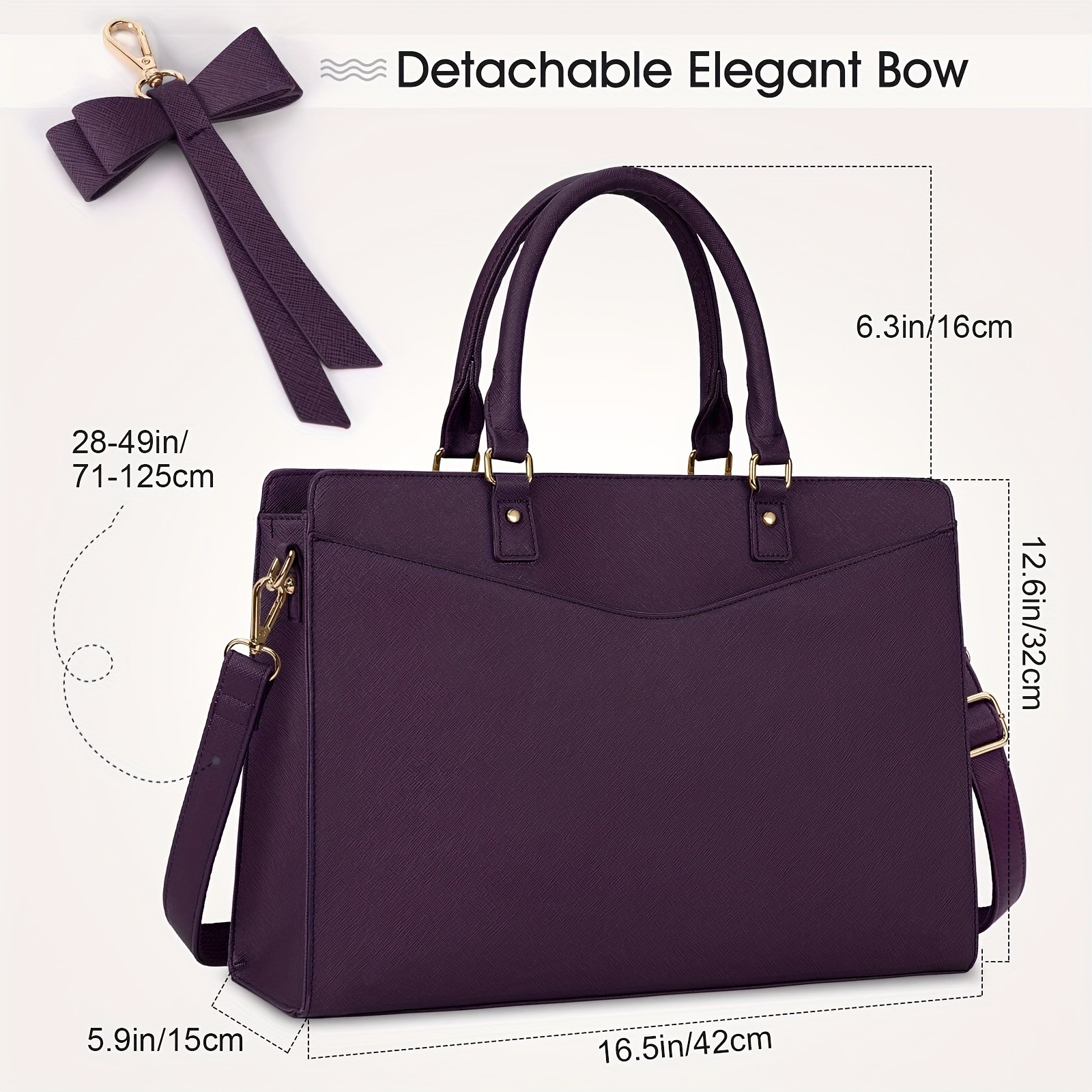 RAINSMORE Womens 39.62 cm Laptop Bag Elegant Deep Purple Tote for Work, Travel & School