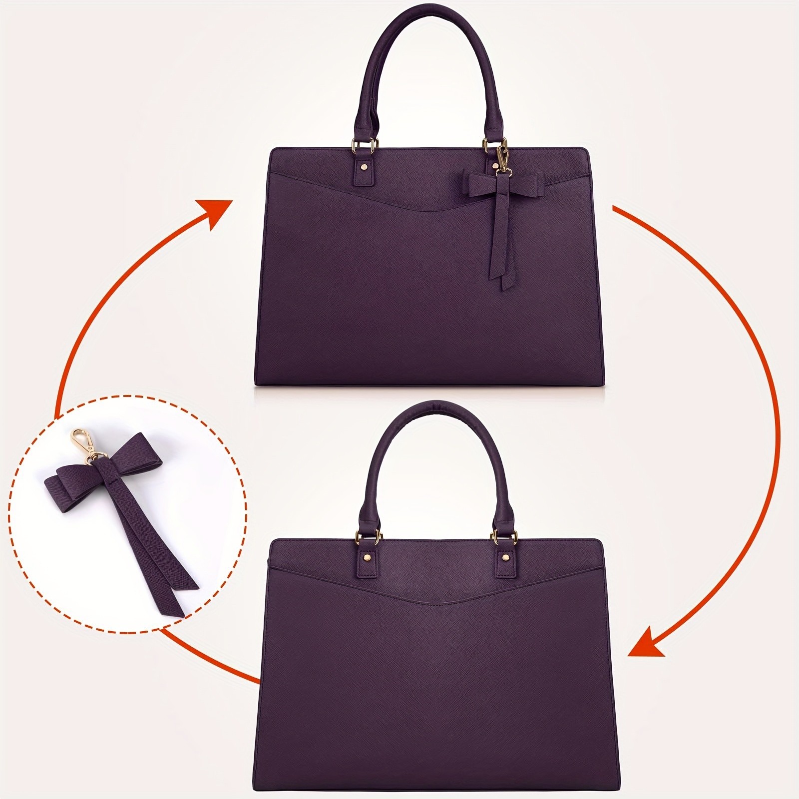 RAINSMORE Womens 39.62 cm Laptop Bag  Elegant Deep Purple Tote for Work, Travel & School