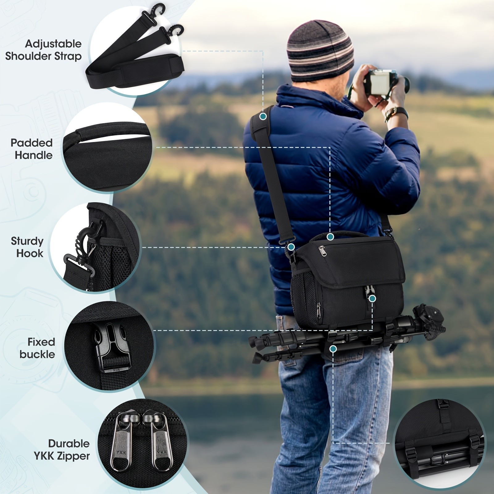 RAINSMORE Camera Bag  Compact, Protective & Travel-Ready for DSLR, Mirrorless & Action Cameras