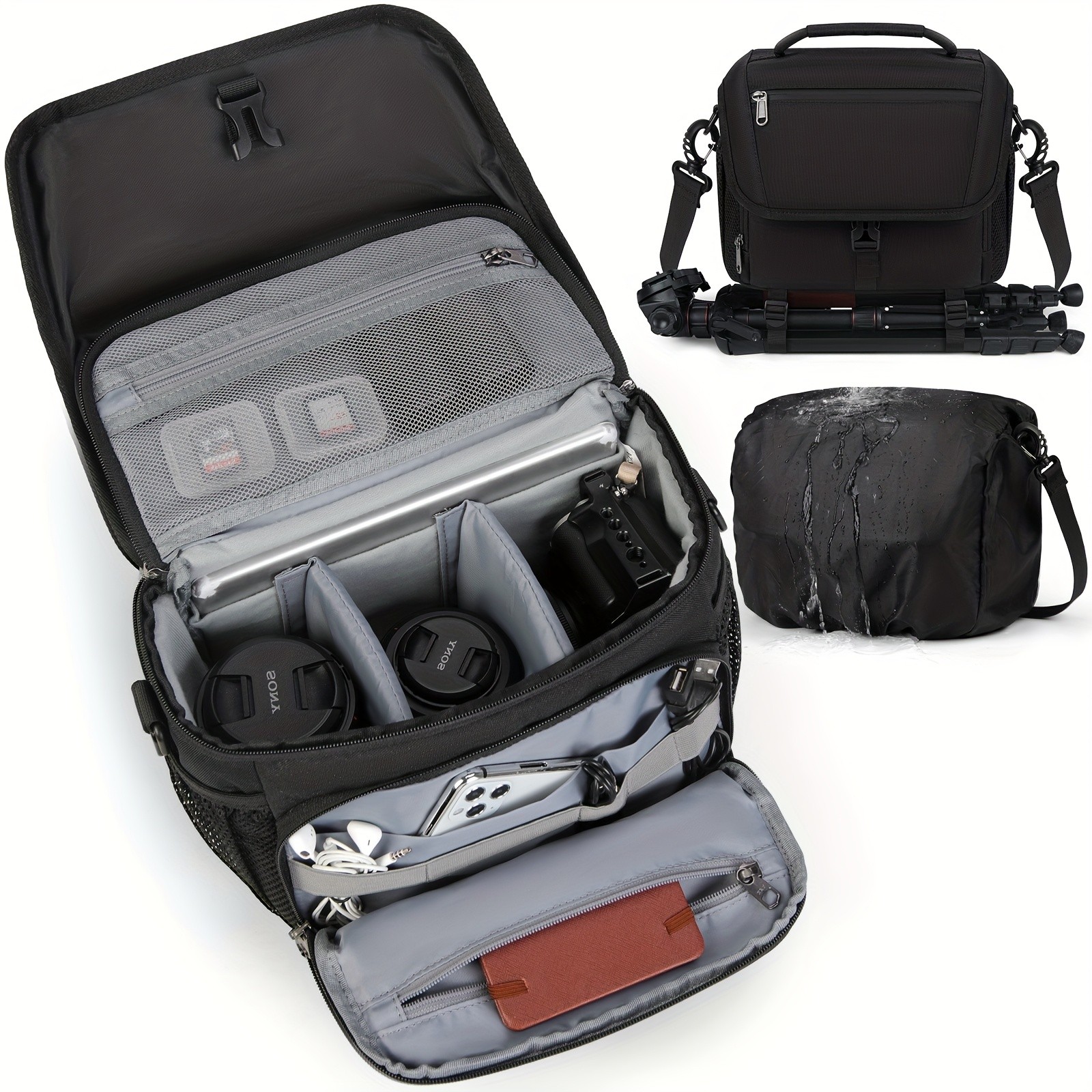 RAINSMORE Camera Bag  Compact, Protective & Travel-Ready for DSLR, Mirrorless & Action Cameras