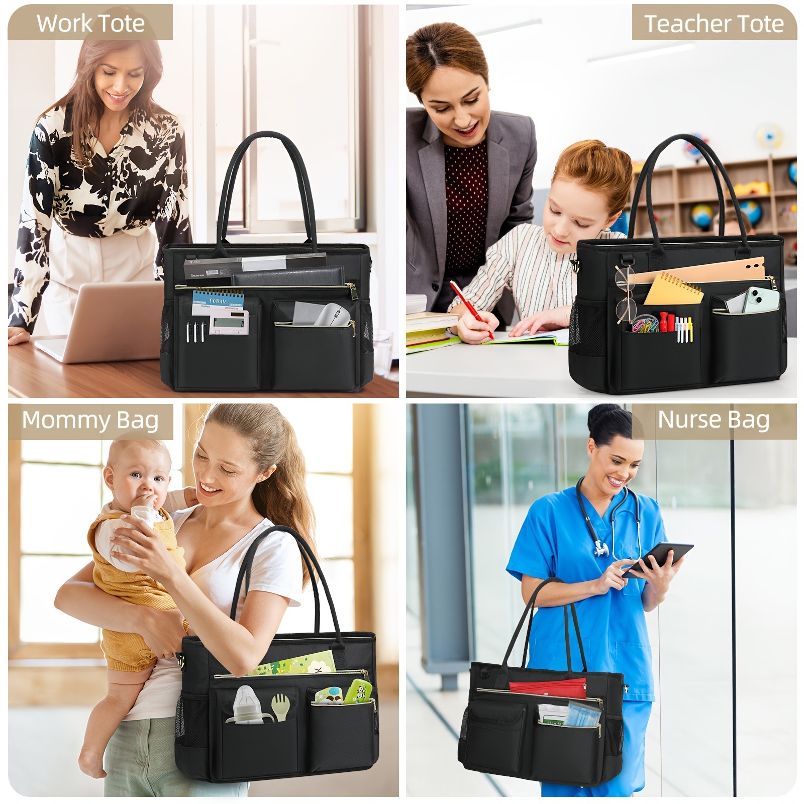 RAINSMORE Womens 39.62 cm Laptop Bag Professional Large Work Tote for Teachers, Nurses & Office Life