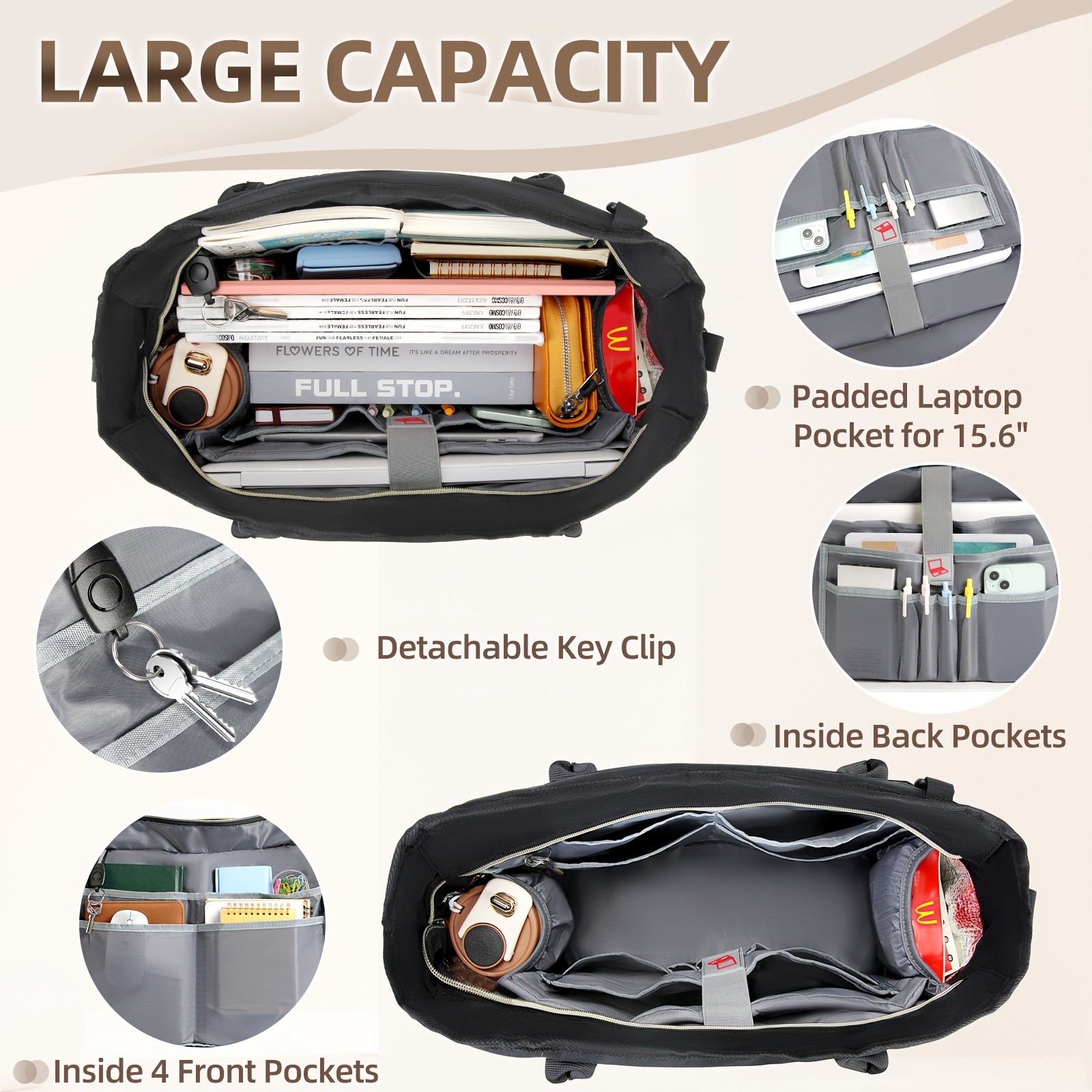 RAINSMORE Womens 39.62 cm Laptop Bag Professional Large Work Tote for Teachers, Nurses & Office Life