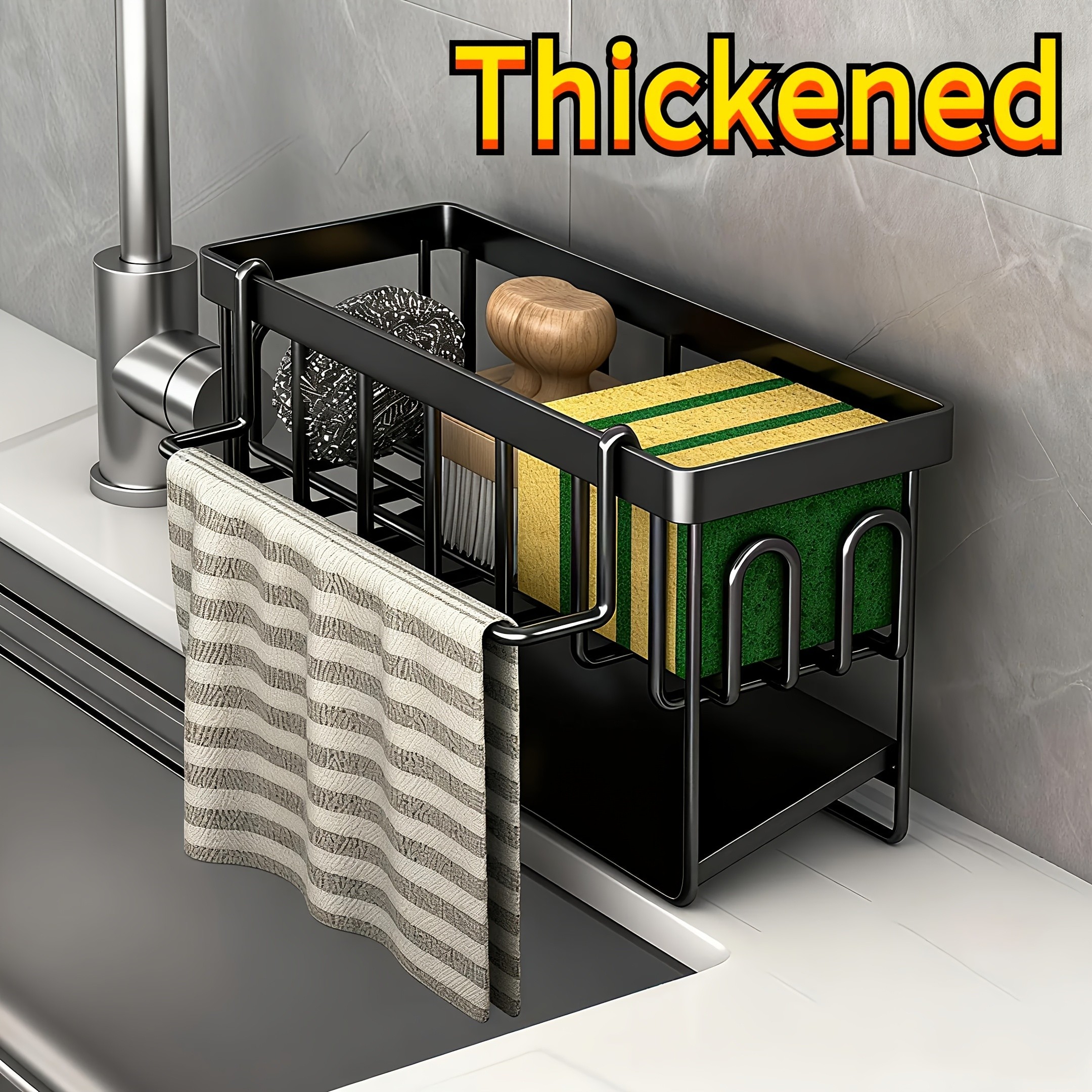 XHSGX Thick Multi-Functional Kitchen Sink Organizer with Towel Rack