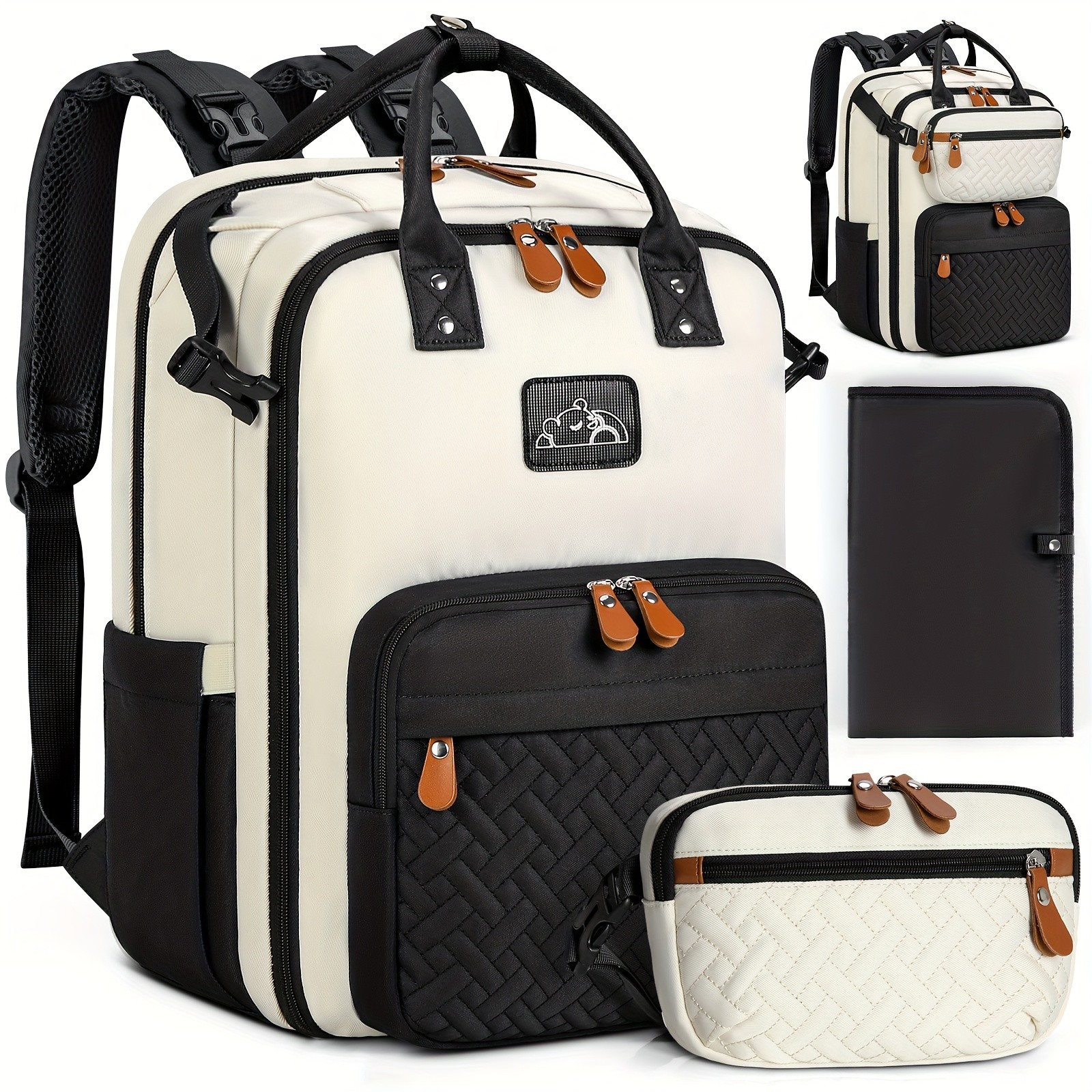 RAINSMORE Detachable Crossbody & Diaper Backpack Playful Cartoon Bear Design for Modern Kiwi Parents