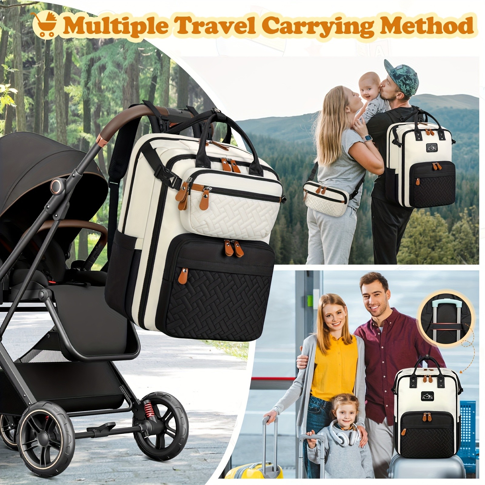 RAINSMORE Detachable Crossbody & Diaper Backpack Playful Cartoon Bear Design for Modern Kiwi Parents
