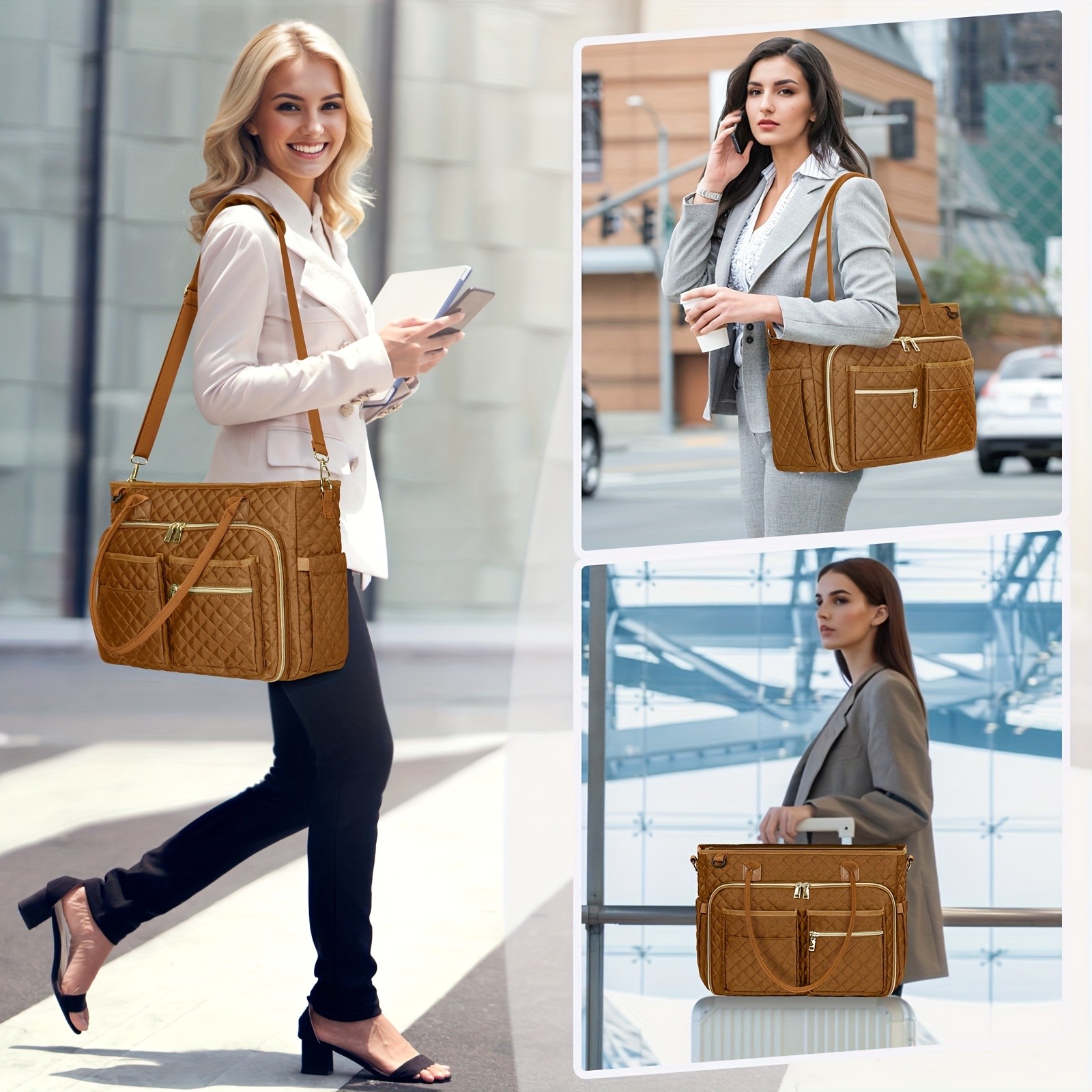 NUBILY Womens 15.6-Inch Teachers Laptop Bag Professional Work Tote with Insulated Pocket & Crossbody Strap