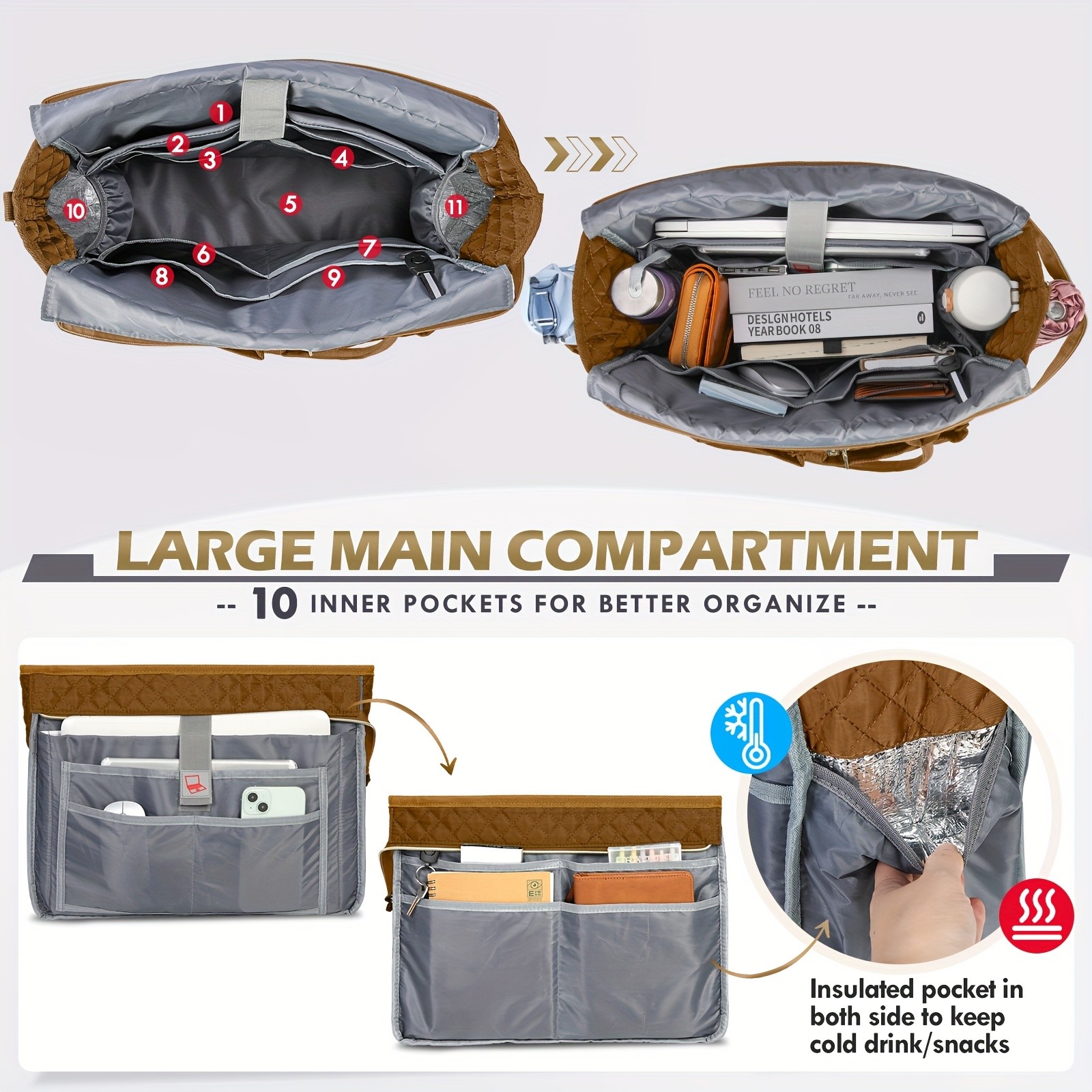 NUBILY Womens 15.6-Inch Teachers Laptop Bag  Professional Work Tote with Insulated Pocket & Crossbody Strap