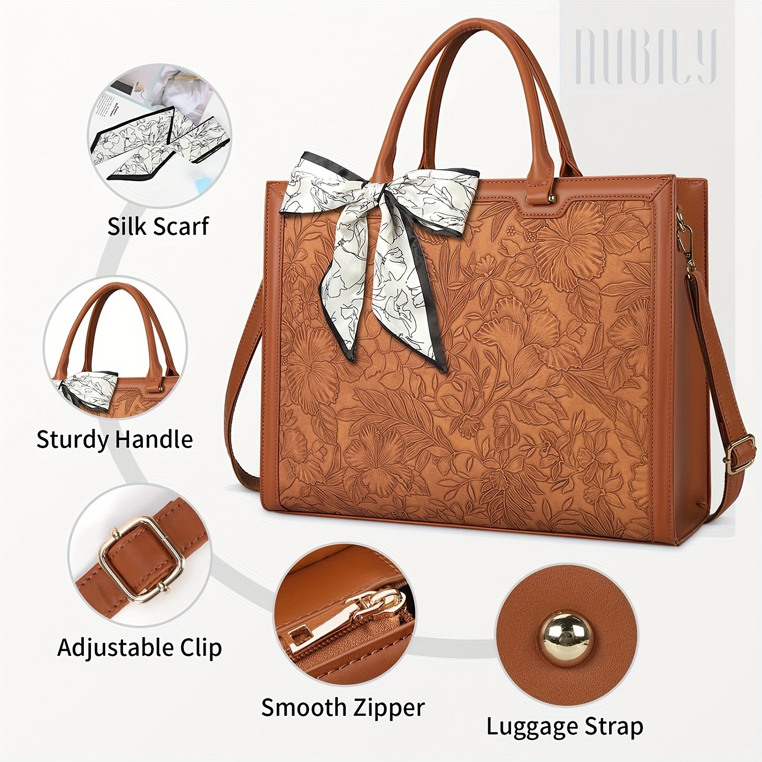 NUBILY Womens 39.62 cm Large Laptop Bag  Lightweight Nylon Work Tote with Tablet Pocket & Adjustable Strap