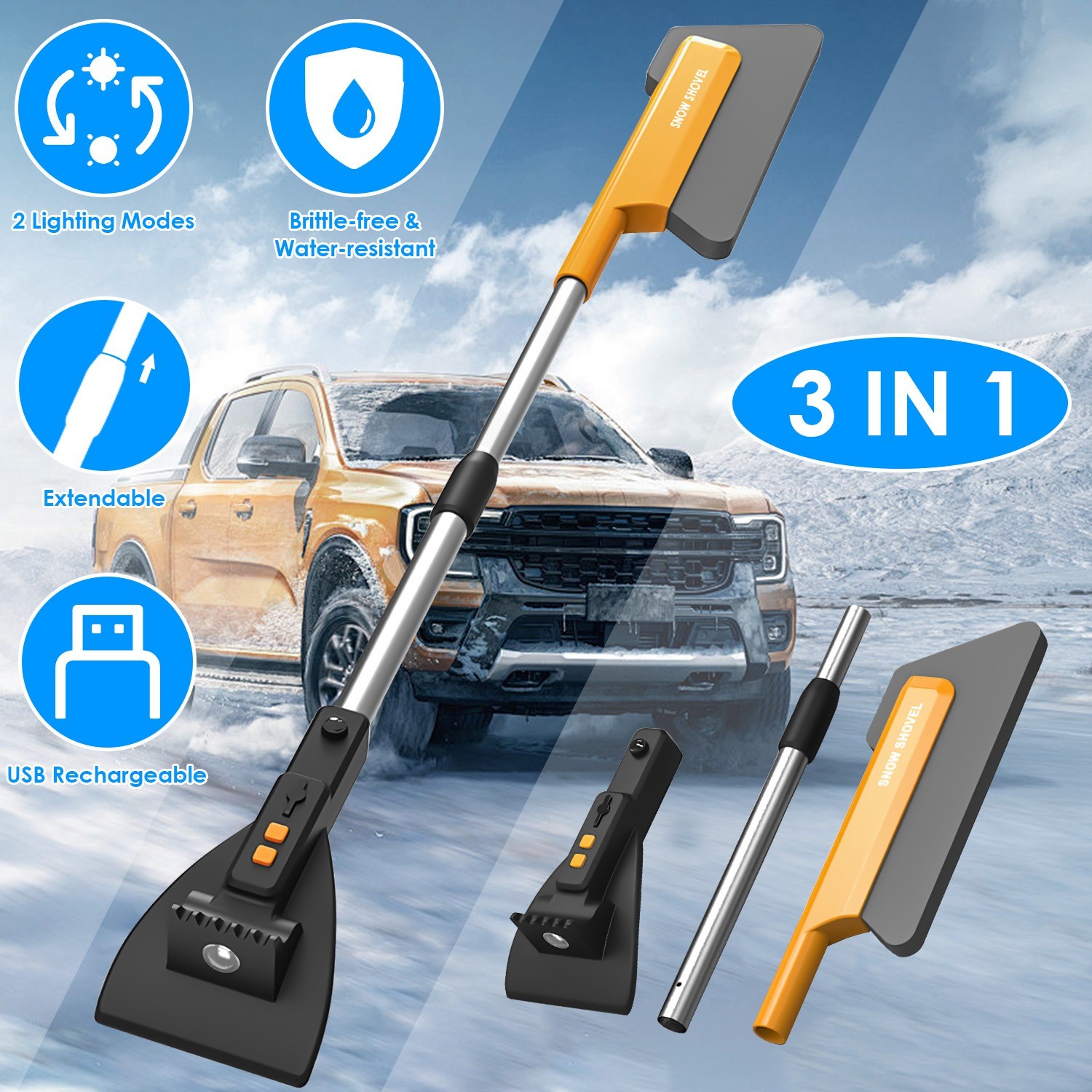 3-in-1 Extendable Snow Removal Tool Ultimate Winter Solution