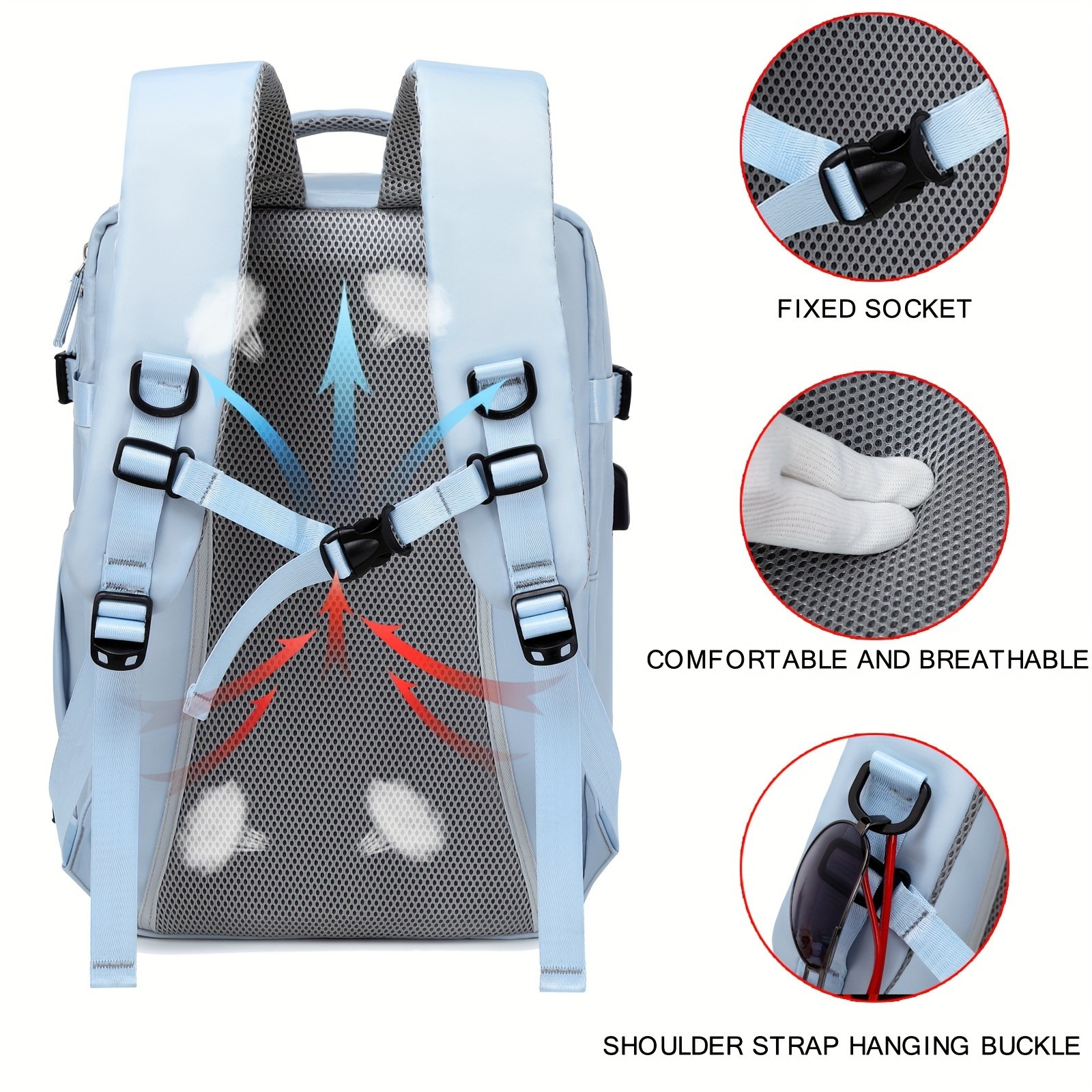 ENOSHI Ladies Laptop Backpack Airline-Approved Travel Bag with USB Charging & 15.6-Inch Laptop Compartment