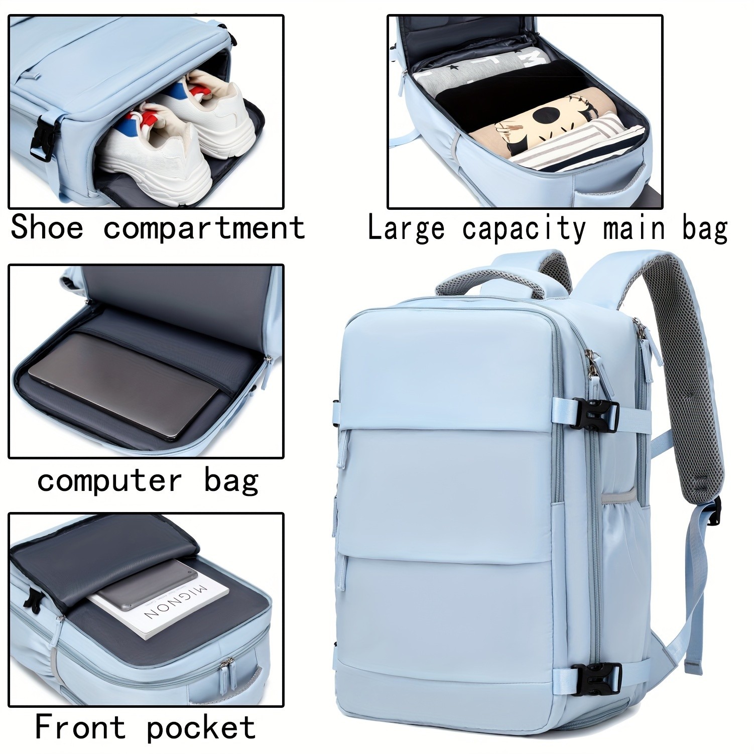 ENOSHI Ladies Laptop Backpack Airline-Approved Travel Bag with USB Charging & 15.6-Inch Laptop Compartment