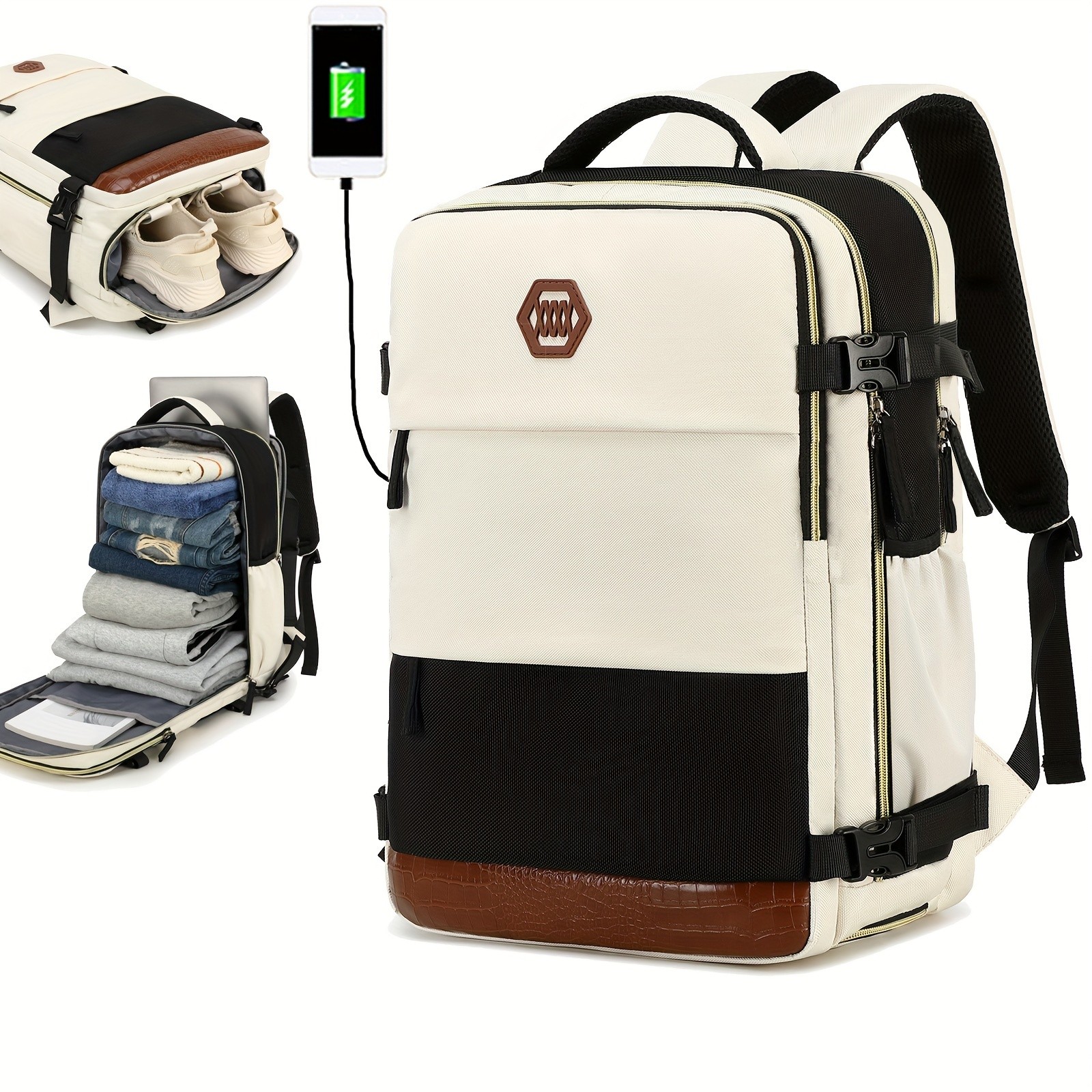 ENOSHI Ladies Laptop Backpack Airline-Approved Travel Bag with USB Charging & 15.6-Inch Laptop Compartment