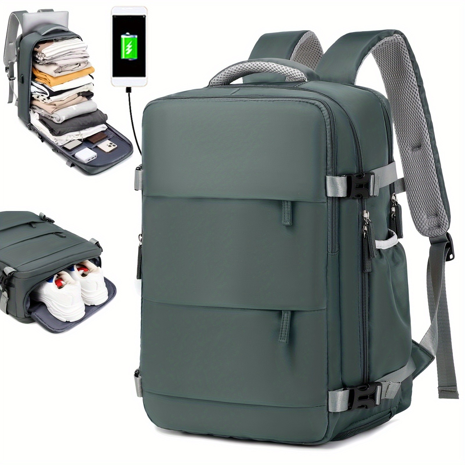 ENOSHI Ladies Laptop Backpack Airline-Approved Travel Bag with USB Charging & 15.6-Inch Laptop Compartment