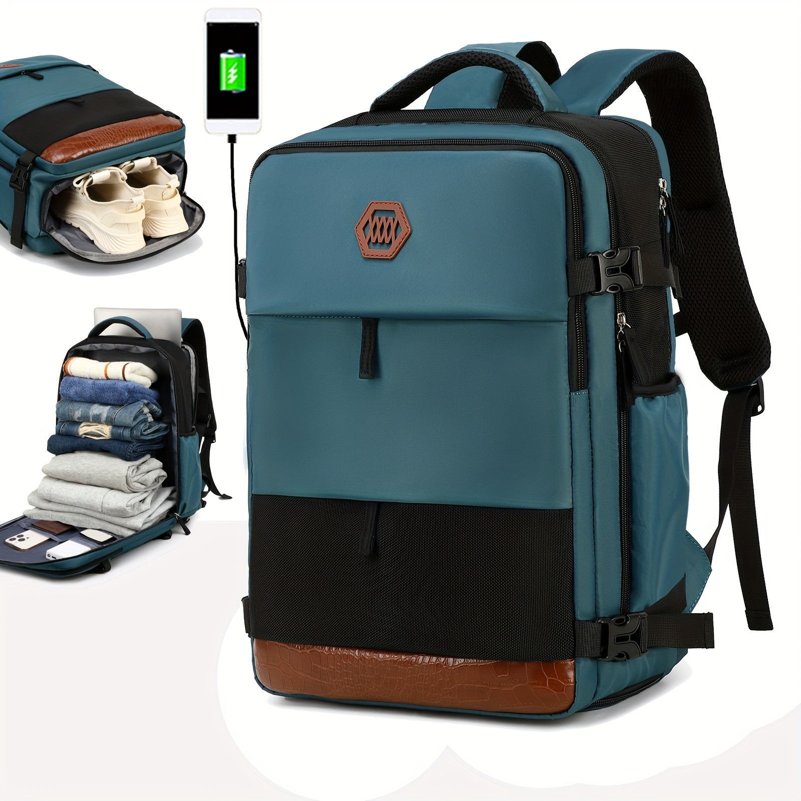 ENOSHI Ladies Laptop Backpack Airline-Approved Travel Bag with USB Charging & 15.6-Inch Laptop Compartment