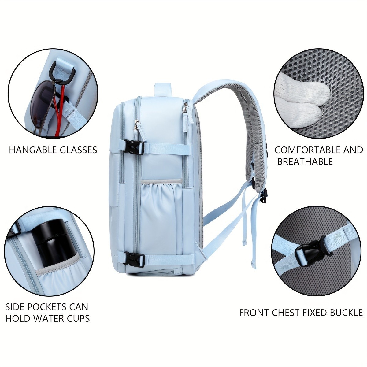 ENOSHI Ladies Laptop Backpack Airline-Approved Travel Bag with USB Charging & 15.6-Inch Laptop Compartment