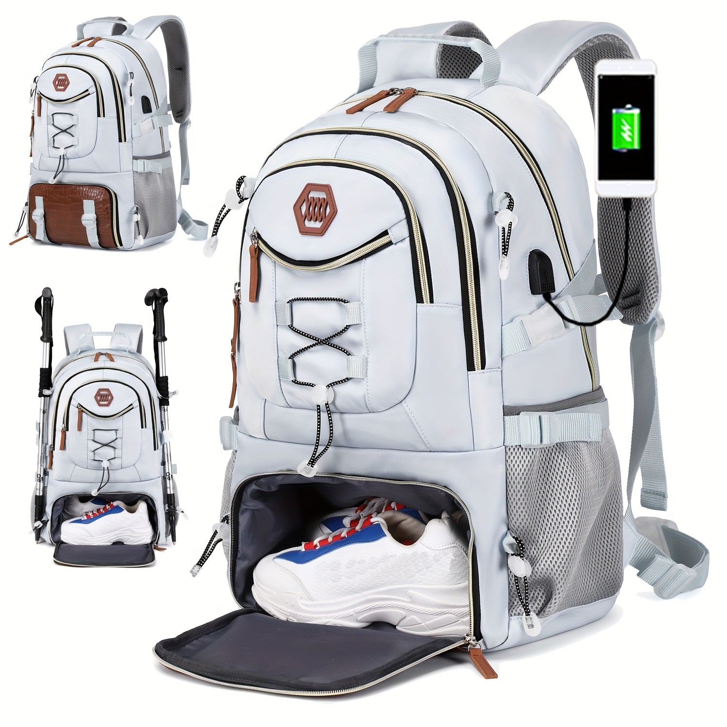 ENOSHI 40L Large Capacity Backpack Heavy-Duty Travel & Hiking Pack with 43.94 cm Laptop Sleeve & Shoe Compartment