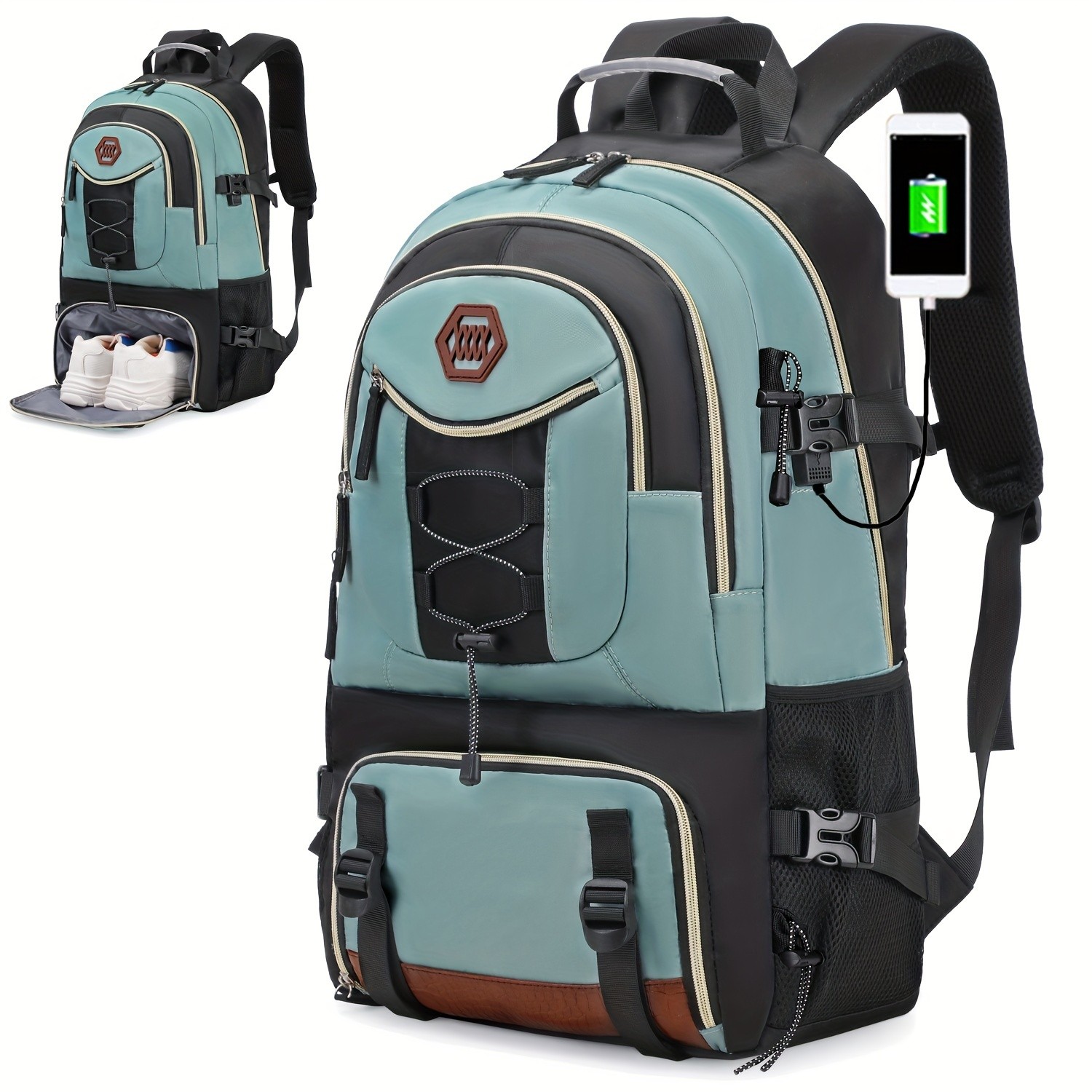 ENOSHI 40L Large Capacity Backpack Heavy-Duty Travel & Hiking Pack with 43.94 cm Laptop Sleeve & Shoe Compartment