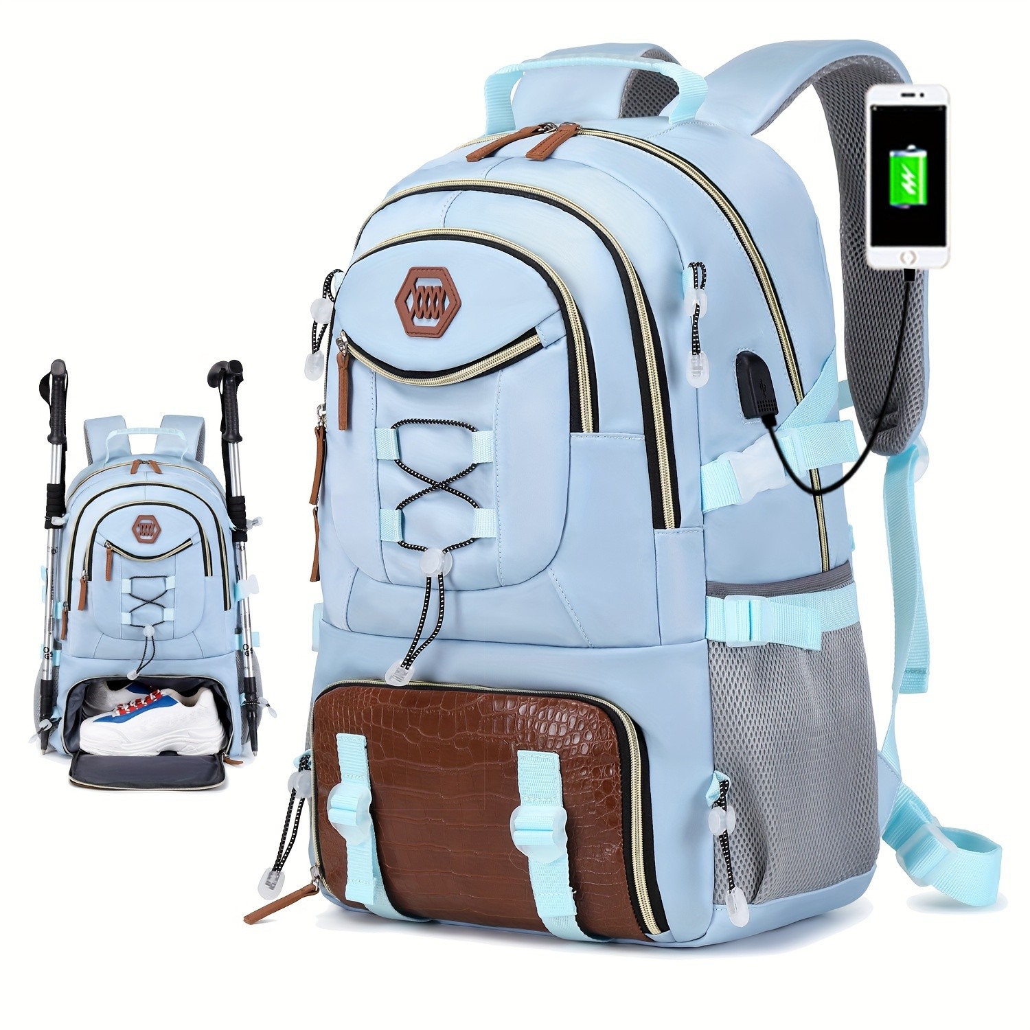 ENOSHI 40L Large Capacity Backpack Heavy-Duty Travel & Hiking Pack with 43.94 cm Laptop Sleeve & Shoe Compartment