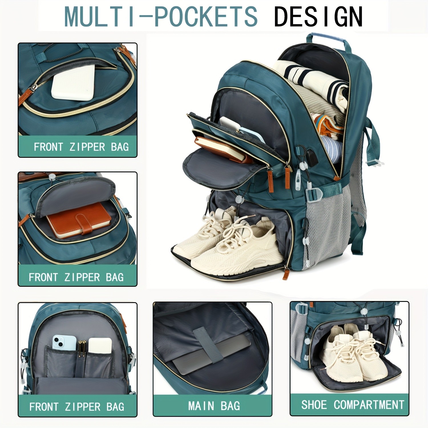 ENOSHI 40L Large Capacity Backpack Heavy-Duty Travel & Hiking Pack with 43.94 cm Laptop Sleeve & Shoe Compartment