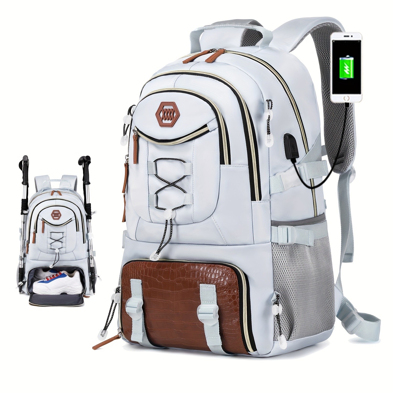 ENOSHI 40L Large Capacity Backpack Heavy-Duty Travel & Hiking Pack with 43.94 cm Laptop Sleeve & Shoe Compartment