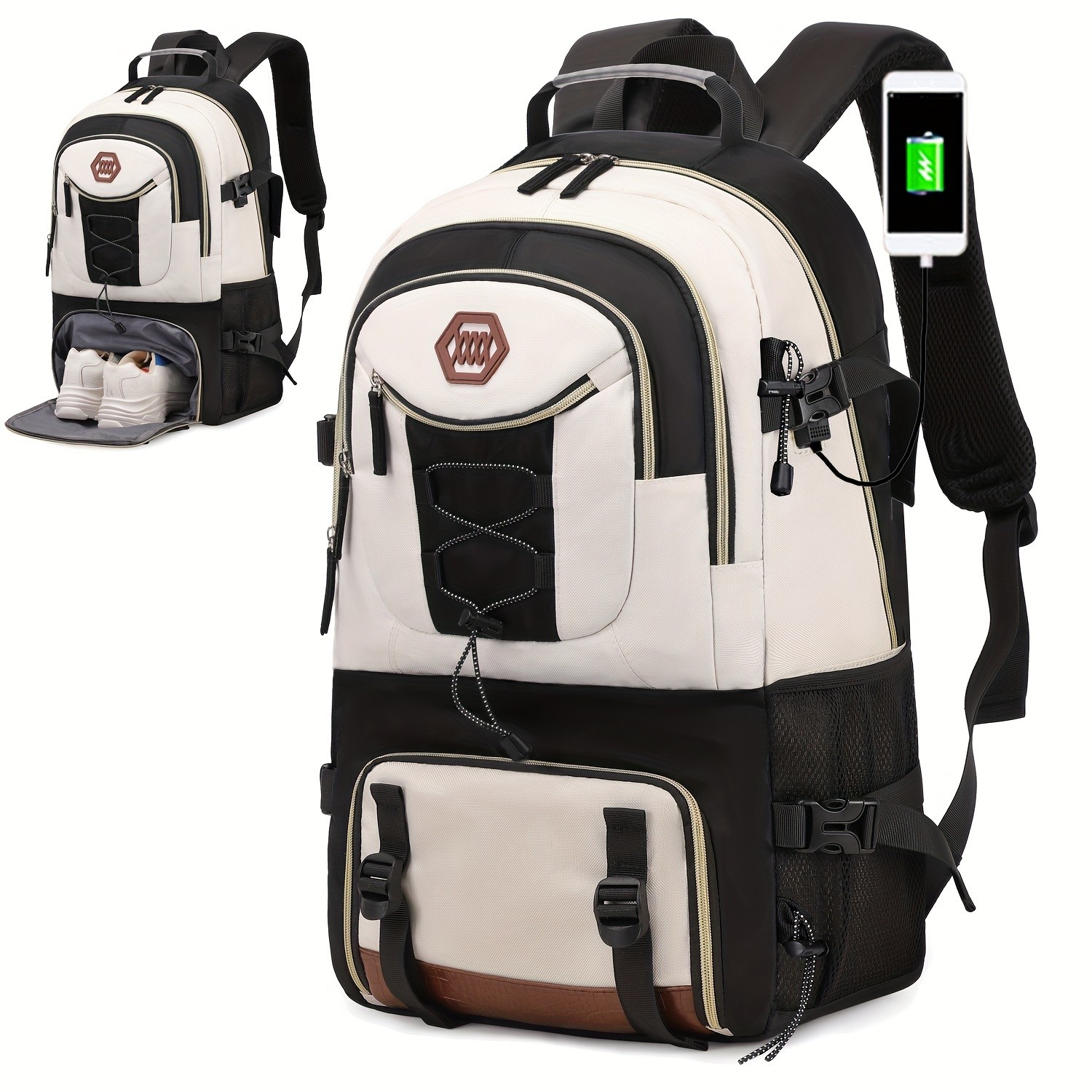 ENOSHI 40L Large Capacity Backpack Heavy-Duty Travel & Hiking Pack with 43.94 cm Laptop Sleeve & Shoe Compartment