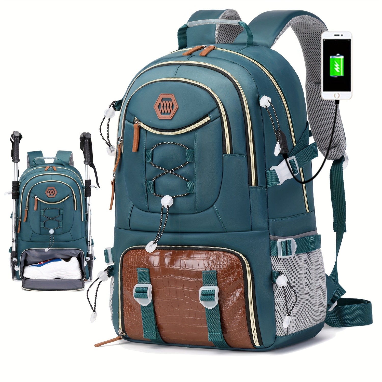 ENOSHI 40L Large Capacity Backpack Heavy-Duty Travel & Hiking Pack with 43.94 cm Laptop Sleeve & Shoe Compartment