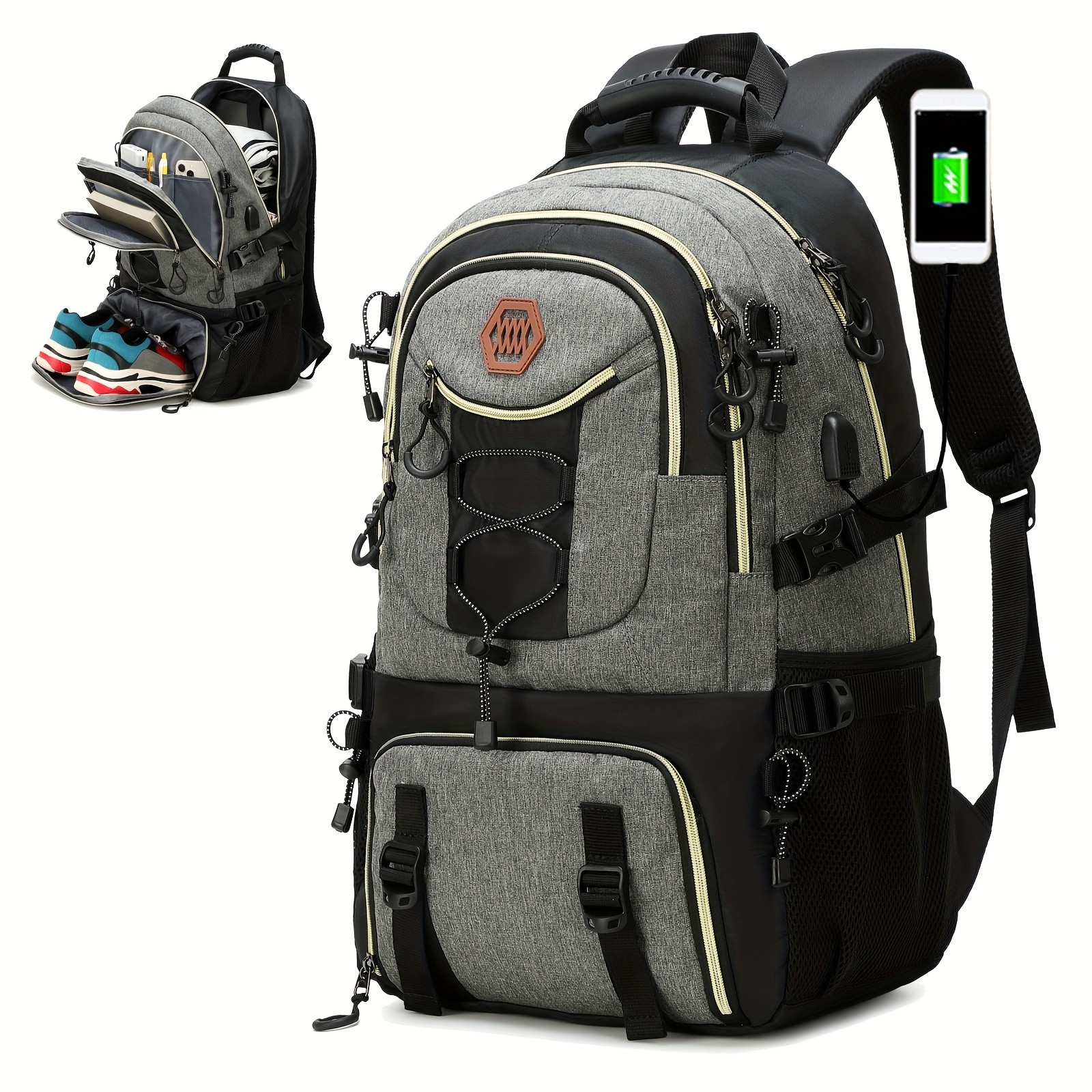 ENOSHI 40L Large Capacity Backpack Heavy-Duty Travel & Hiking Pack with 43.94 cm Laptop Sleeve & Shoe Compartment