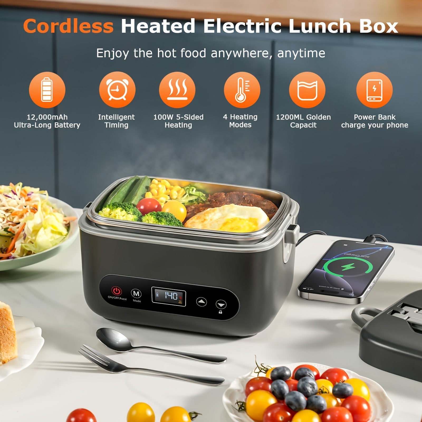 1.2L Cordless Lunch Box with 12000mAh Battery